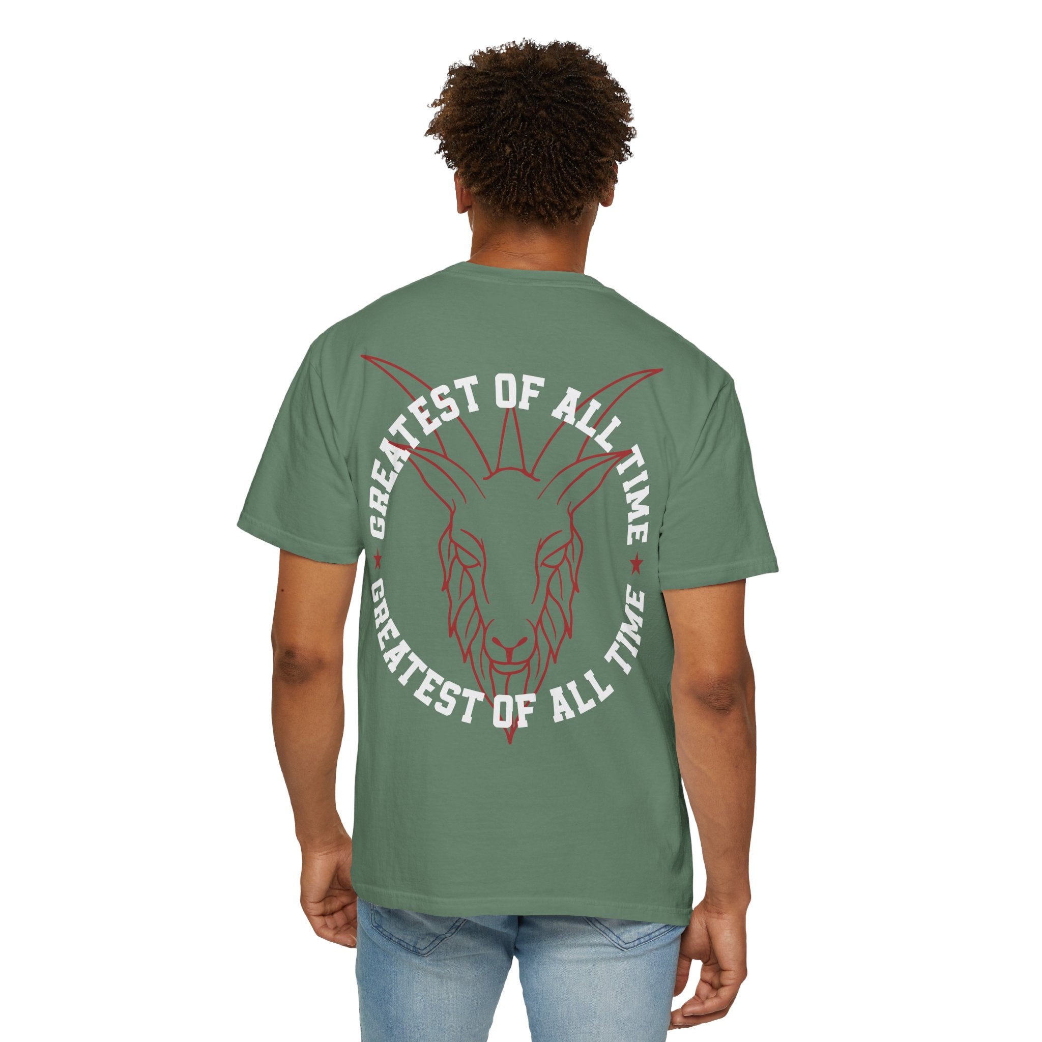 Unisex Garment-Dyed T-shirt - 'Greatest of All Time' Goat Design