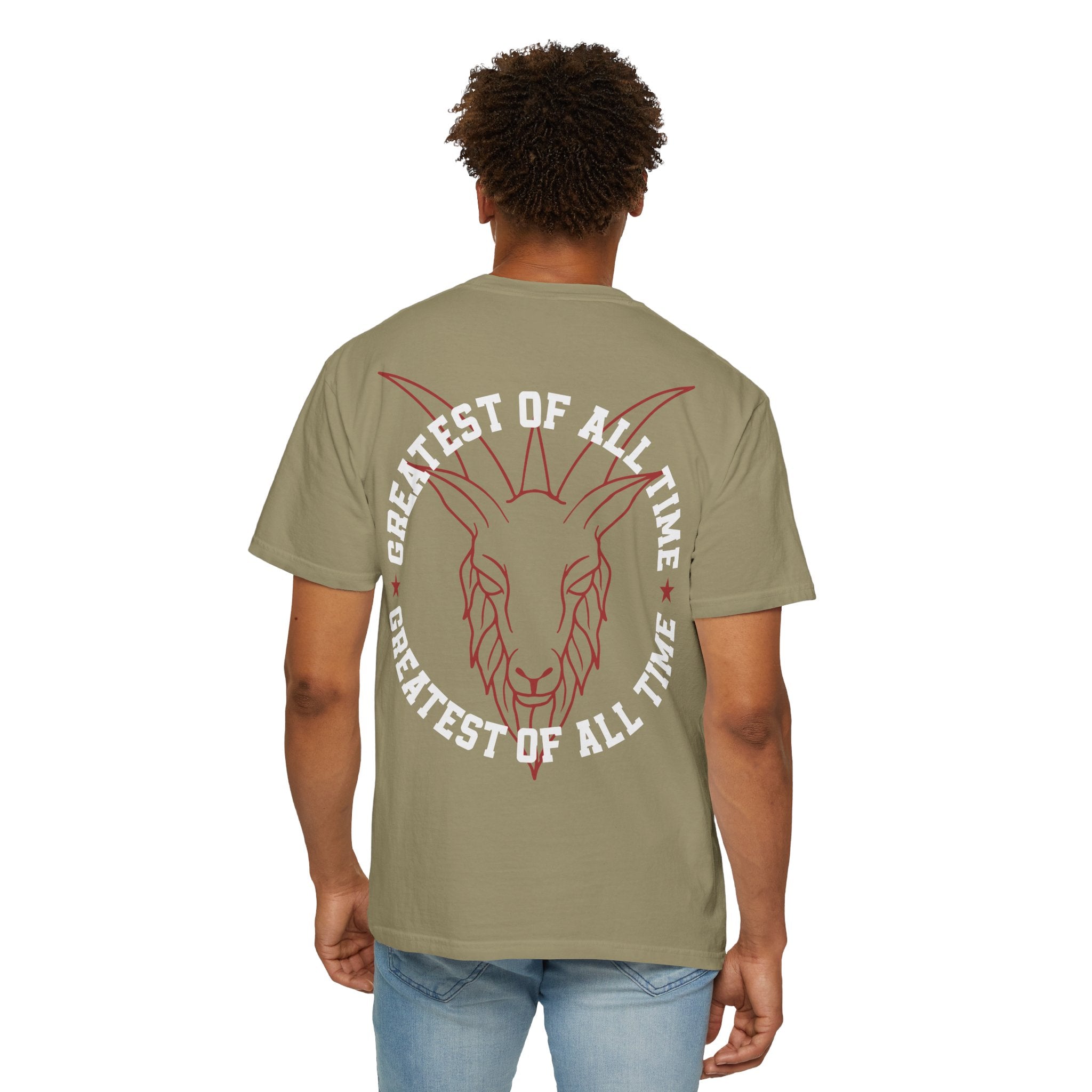 Unisex Garment-Dyed T-shirt - 'Greatest of All Time' Goat Design