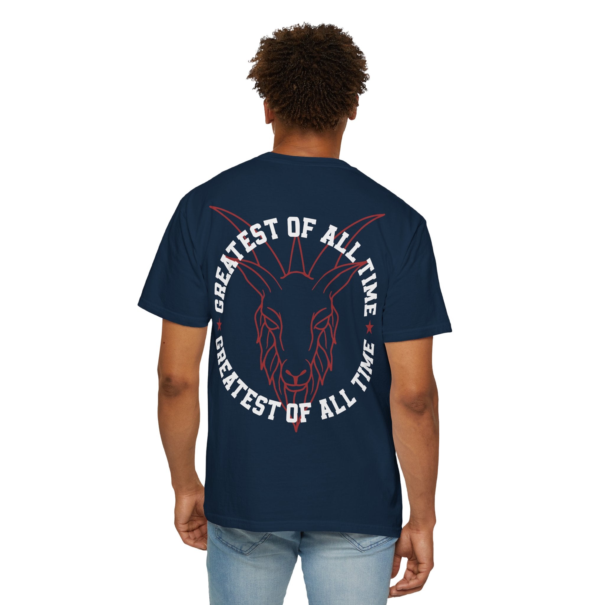 Unisex Garment-Dyed T-shirt - 'Greatest of All Time' Goat Design