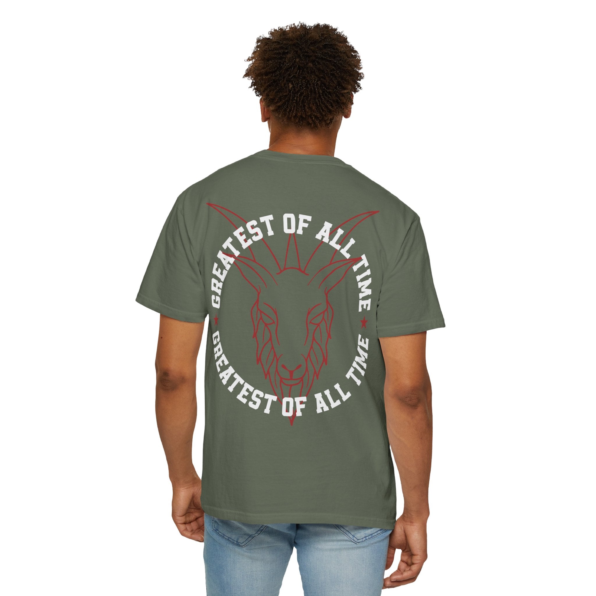 Unisex Garment-Dyed T-shirt - 'Greatest of All Time' Goat Design
