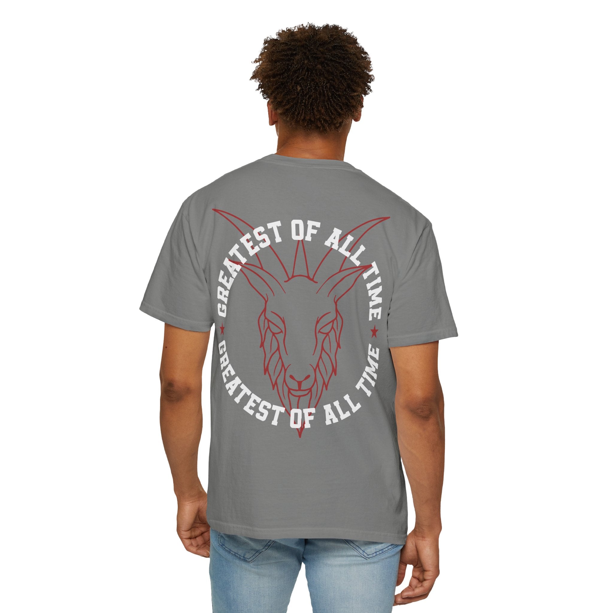 Unisex Garment-Dyed T-shirt - 'Greatest of All Time' Goat Design