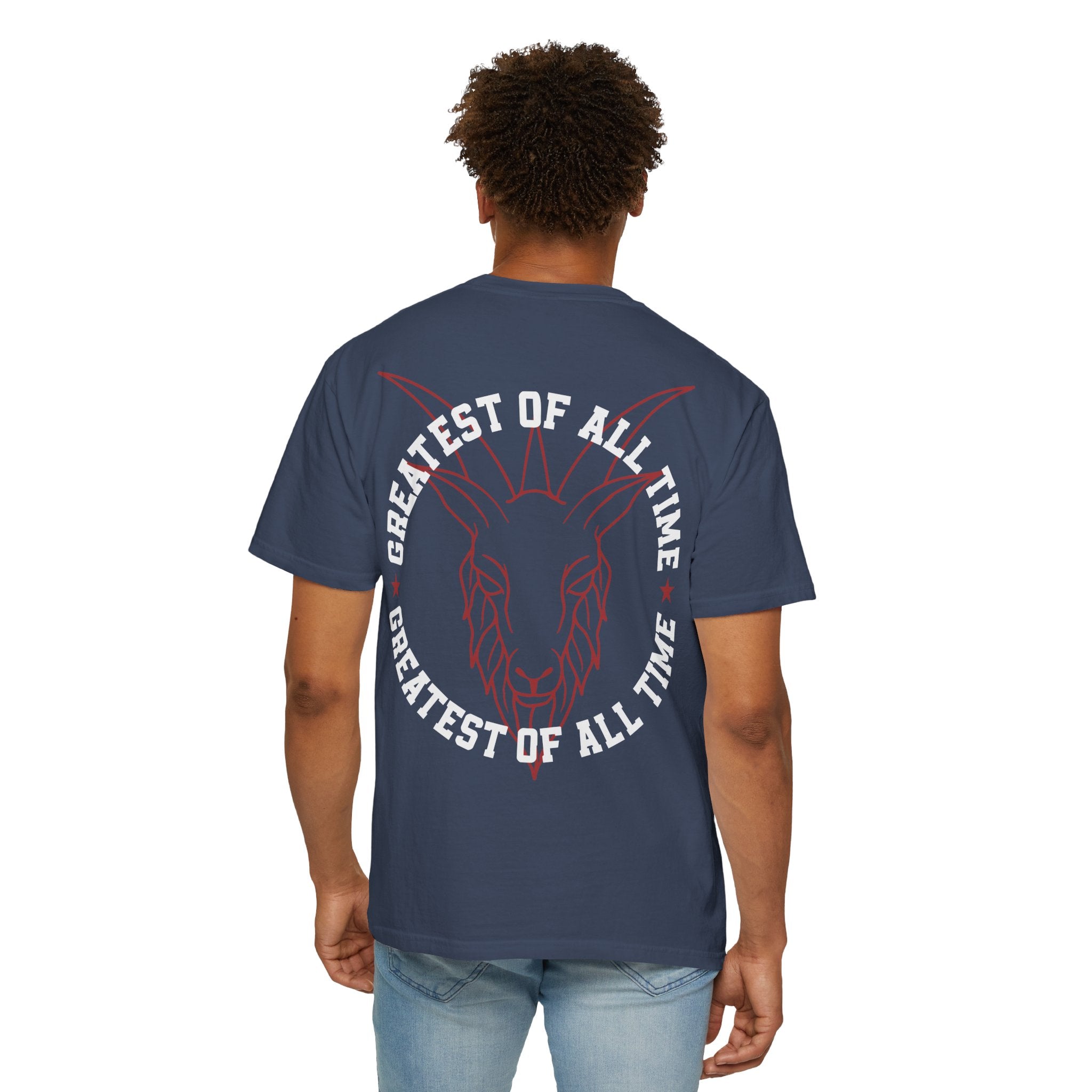 Unisex Garment-Dyed T-shirt - 'Greatest of All Time' Goat Design