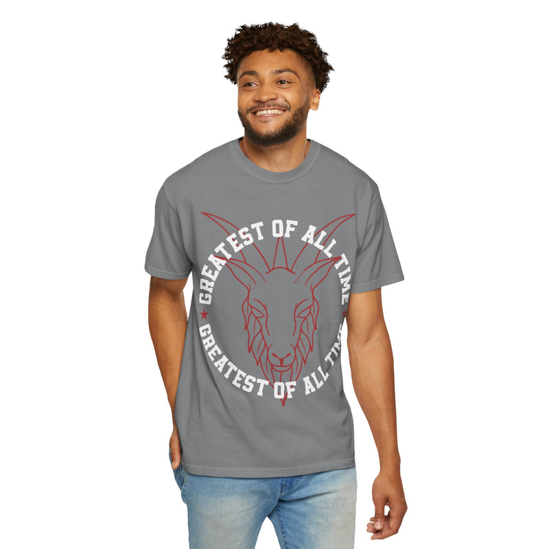 Unisex Garment-Dyed T-shirt - 'Greatest of All Time' Goat Design