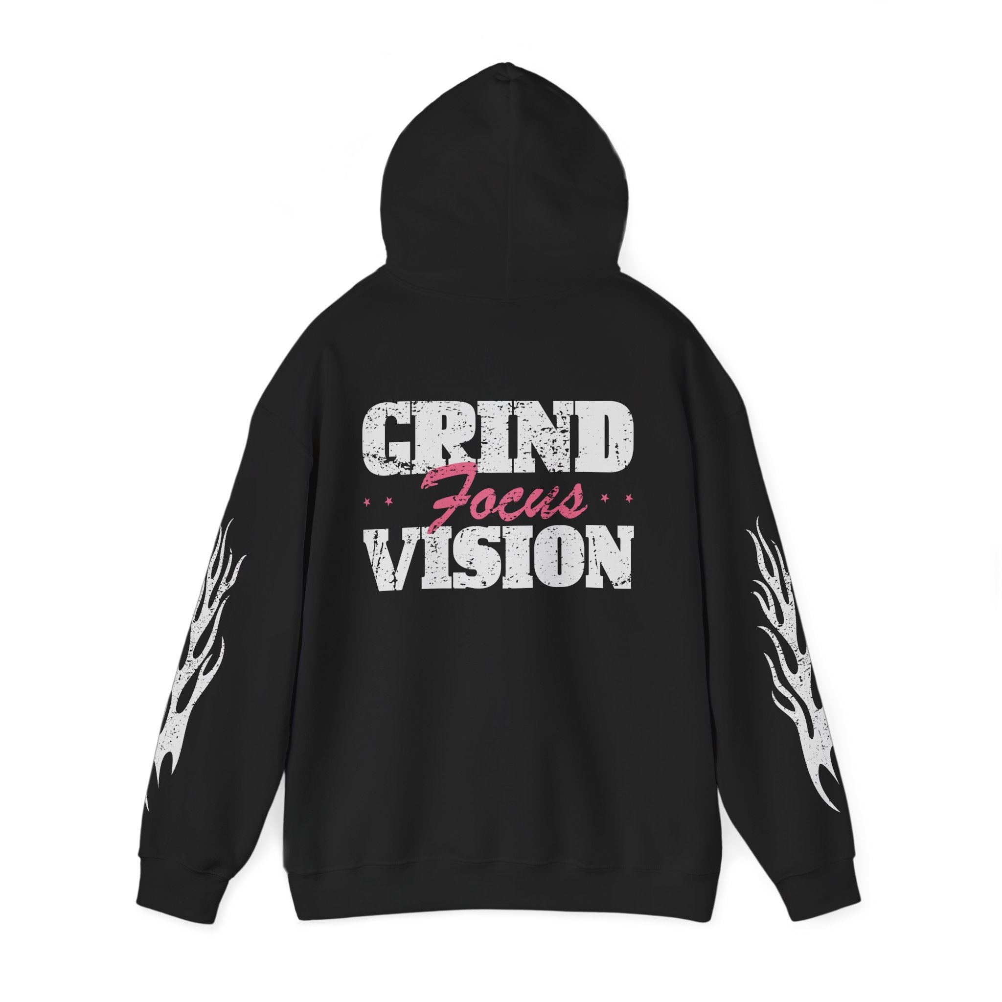 Hoodie — "Hood Star" Flame Sleeve Hoodie (Grind Focus Vision)