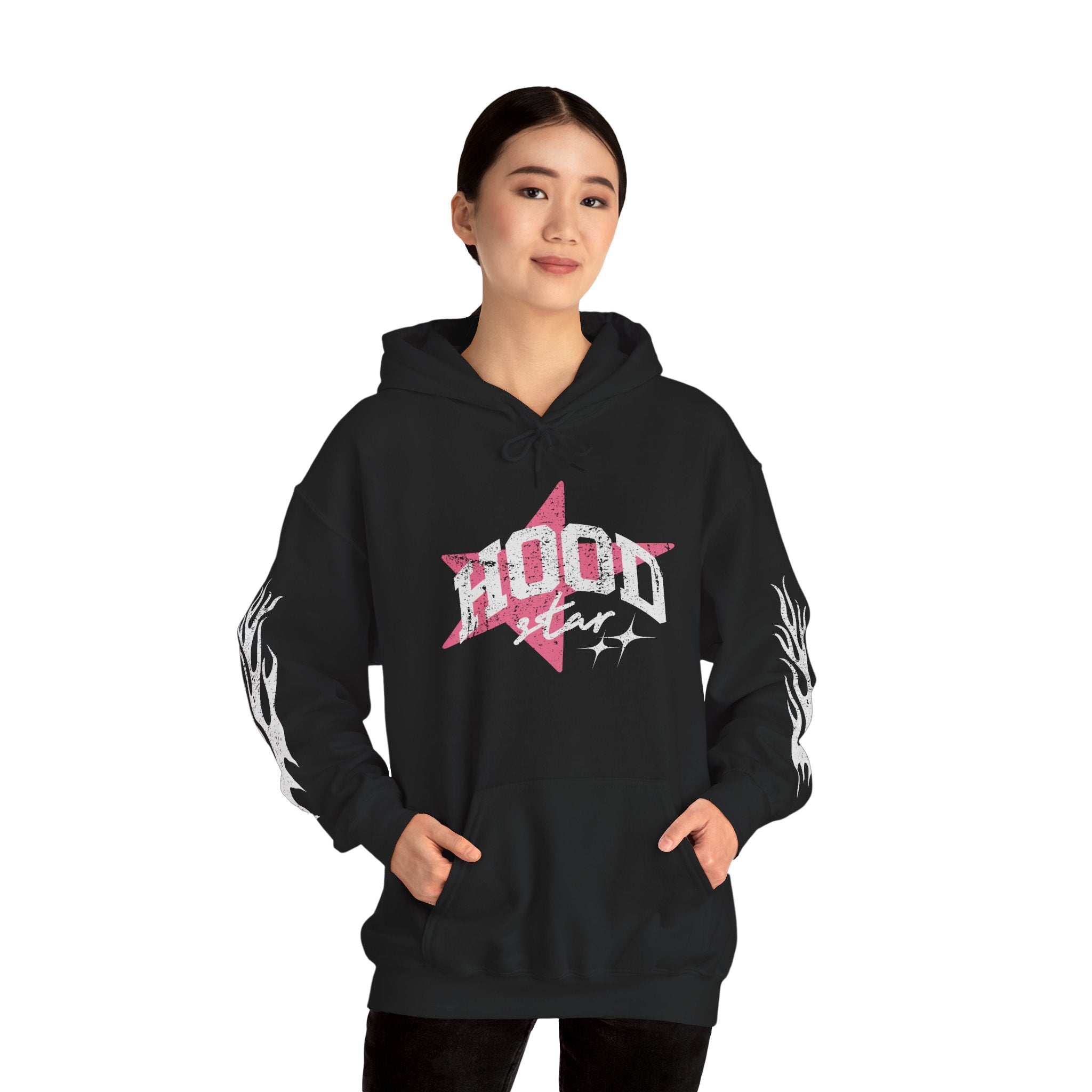 Hoodie — "Hood Star" Flame Sleeve Hoodie (Grind Focus Vision)