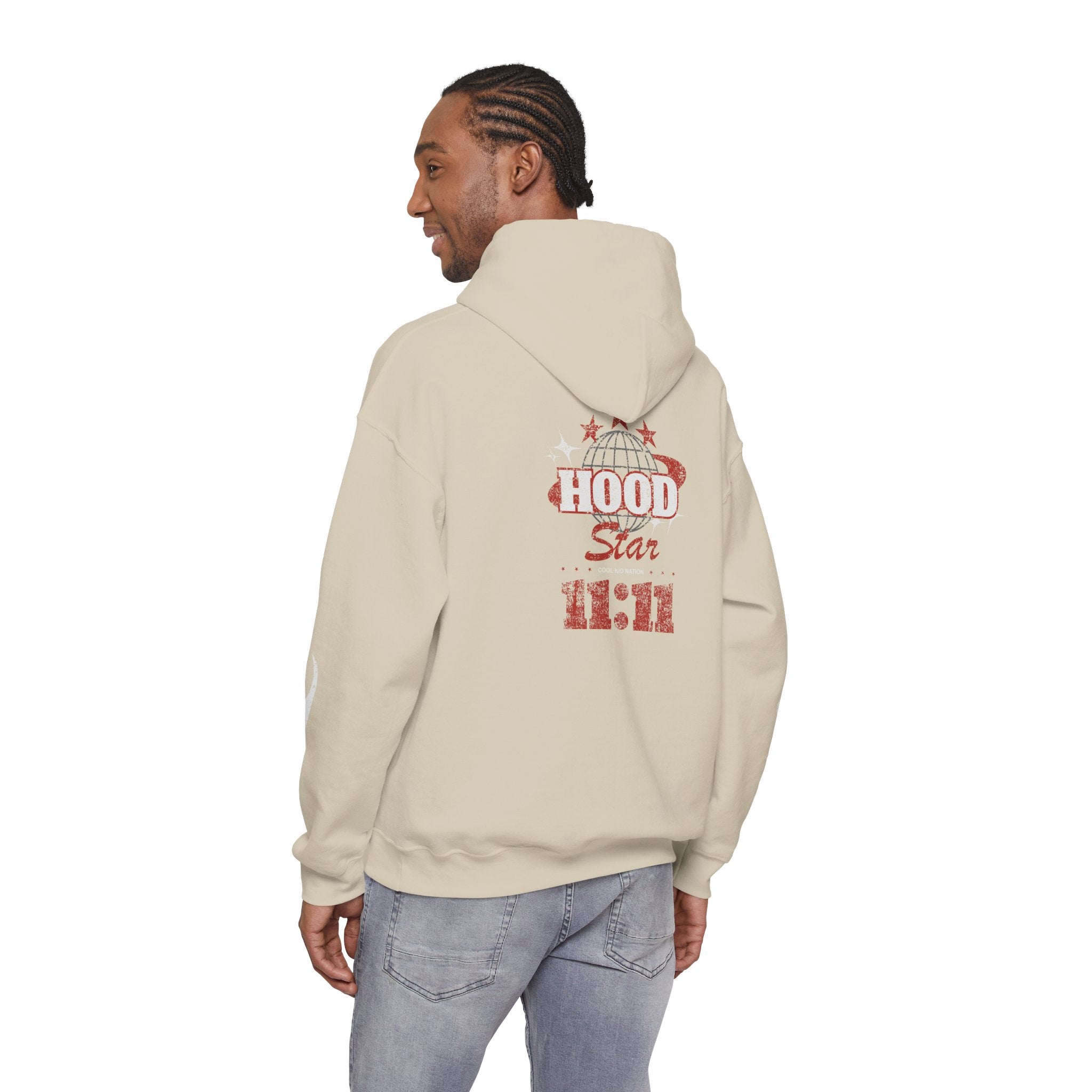 Hood Star Hoodie — Retro Globe Graphic Pullover