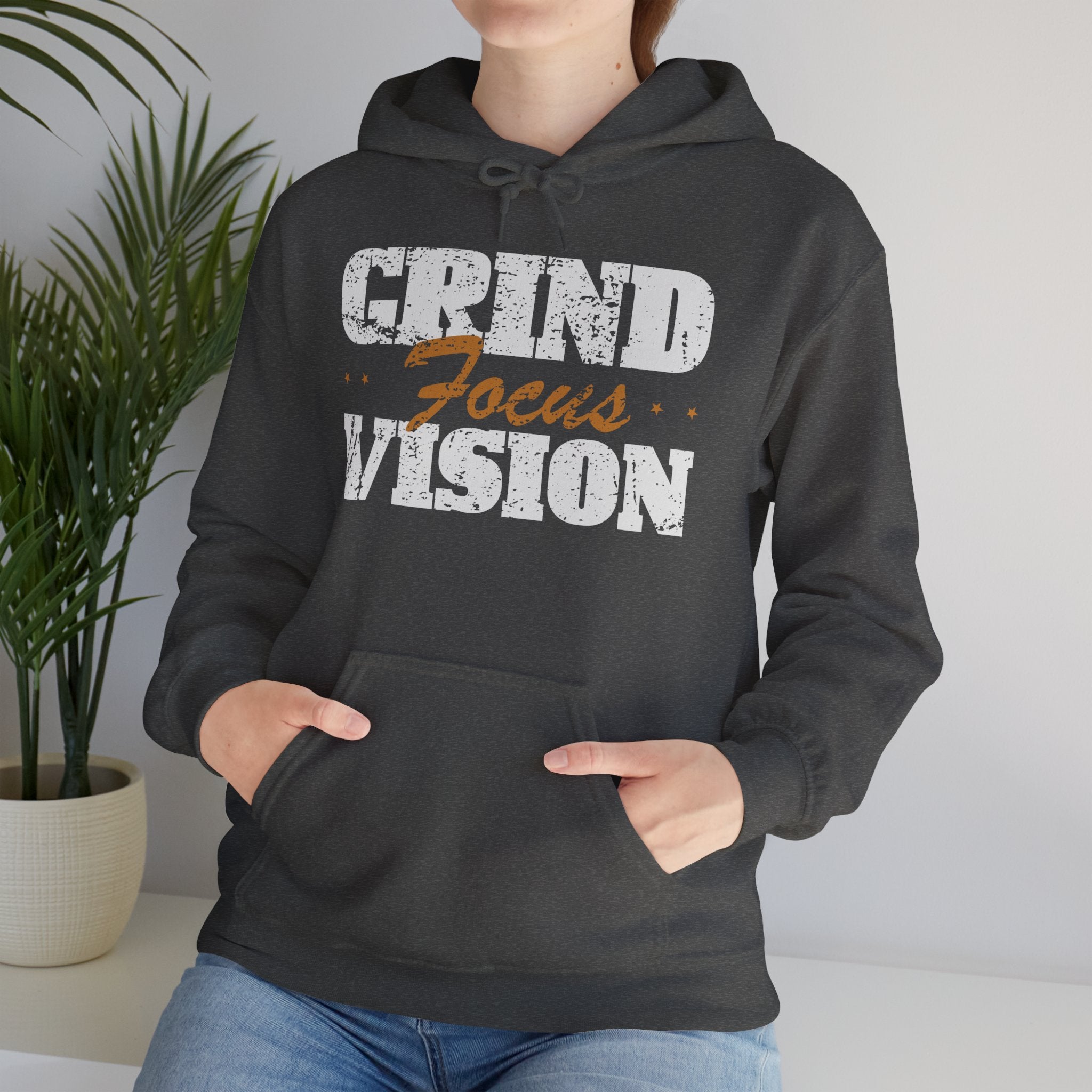 Gold Color Grind Focus Vision Hoodie — Motivational Gym & Hustle Pullover