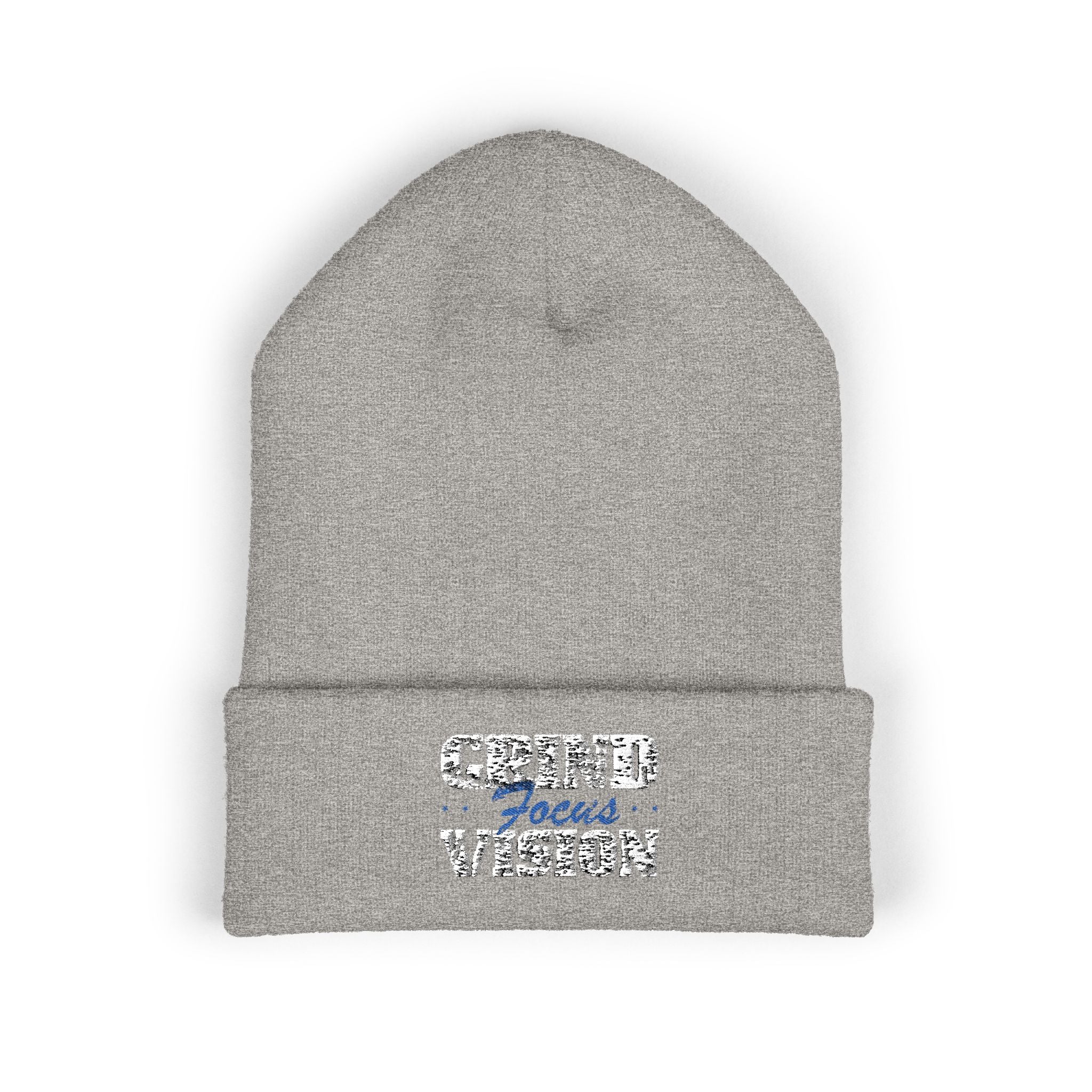 Embroidered Blue "Grind Focus Vision" Classic Cuffed Beanie – Cozy Winter Knit Hat