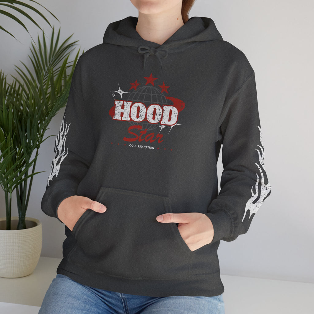 Hood Star Hoodie — Retro Globe Graphic Pullover
