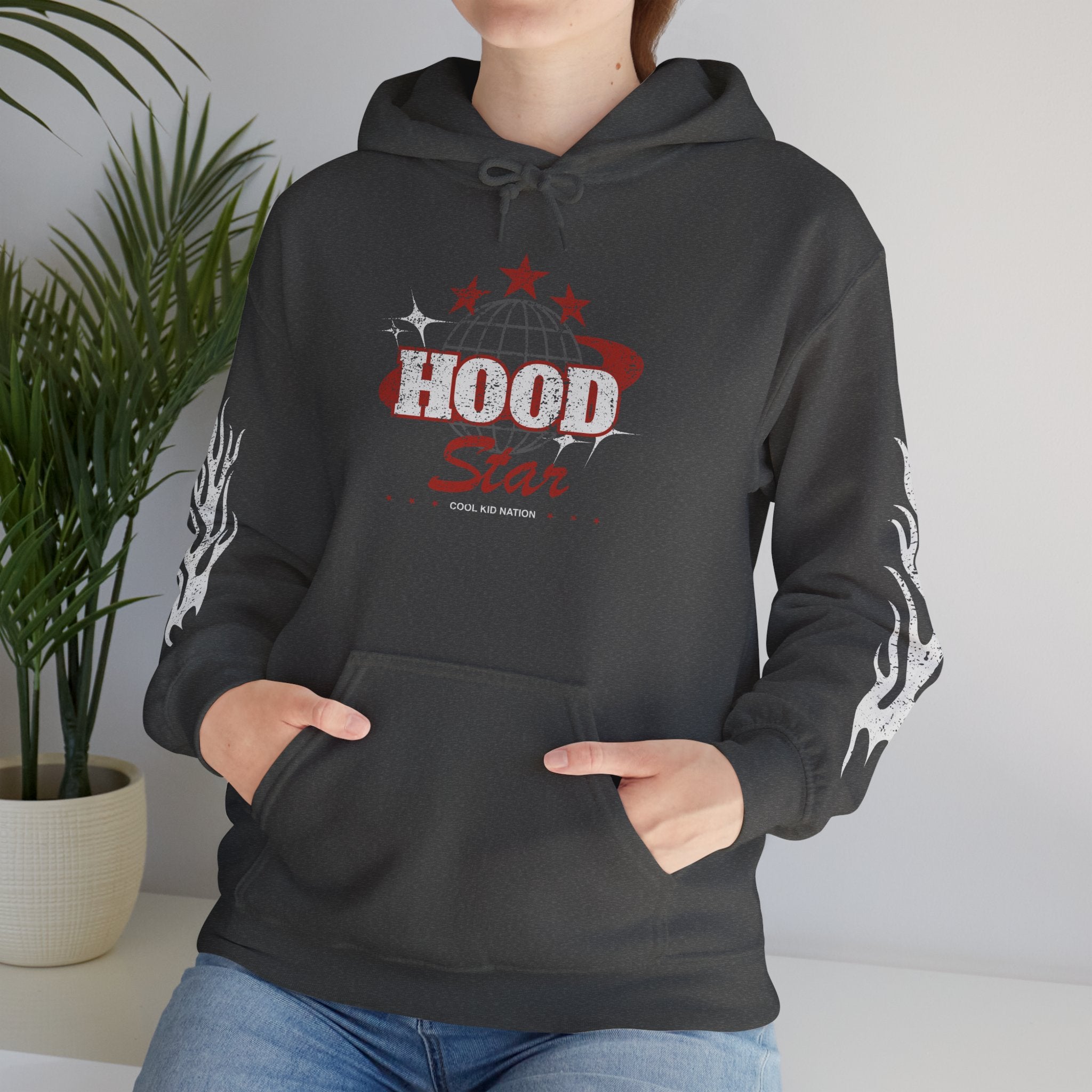 Hood Star Hoodie — Retro Globe Graphic Pullover