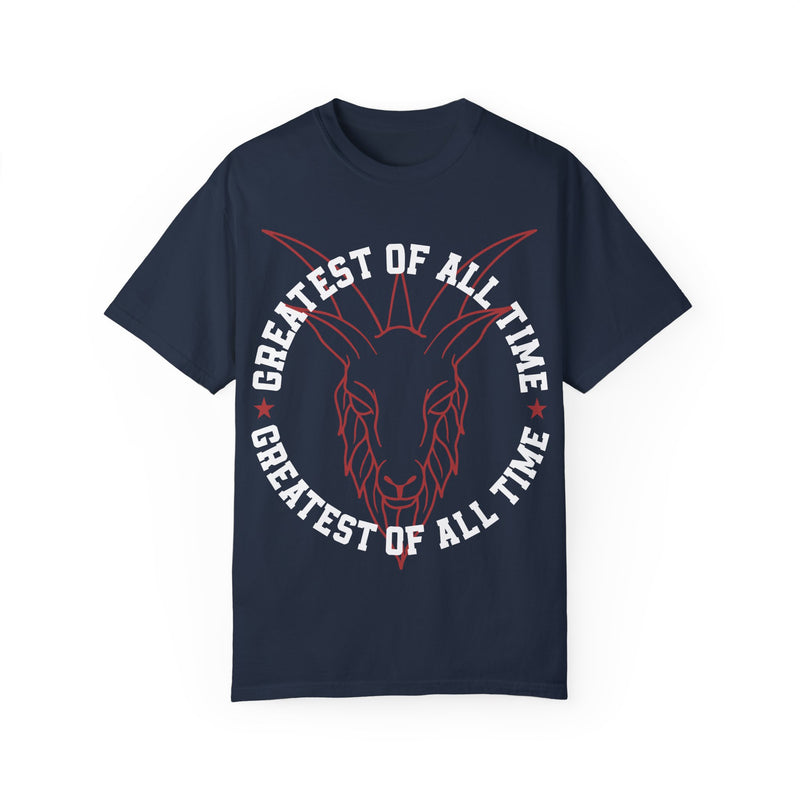 Unisex Garment-Dyed T-shirt - 'Greatest of All Time' Goat Design