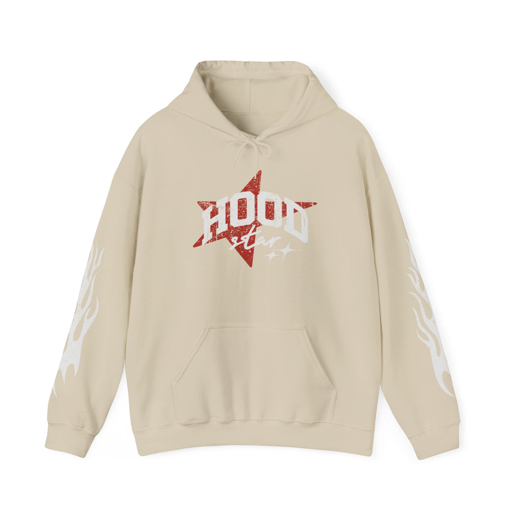 Hoodie — 'Hood Star' Flame Sleeve Hoodie | Grind Focus Vision Graphic Pullover