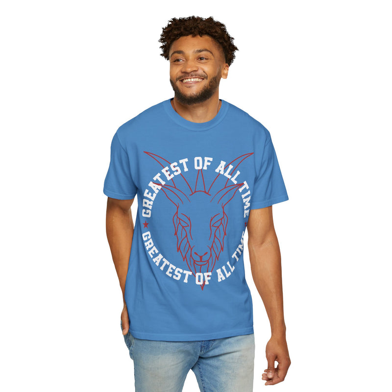 Unisex Garment-Dyed T-shirt - 'Greatest of All Time' Goat Design