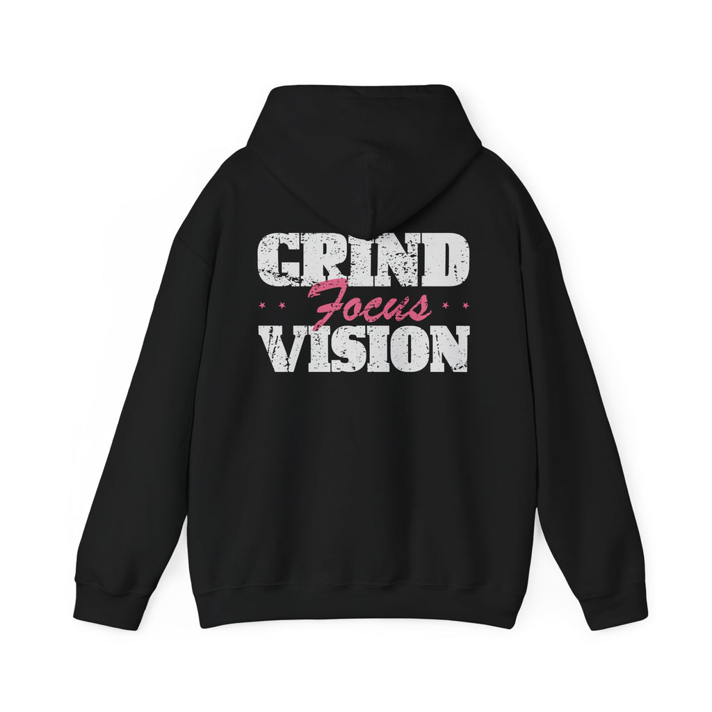 Pink Grind Focus Vision Hoodie — Motivational Gym & Hustle Pullover