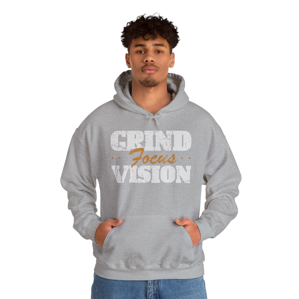 Gold Color Grind Focus Vision Hoodie — Motivational Gym & Hustle Pullover