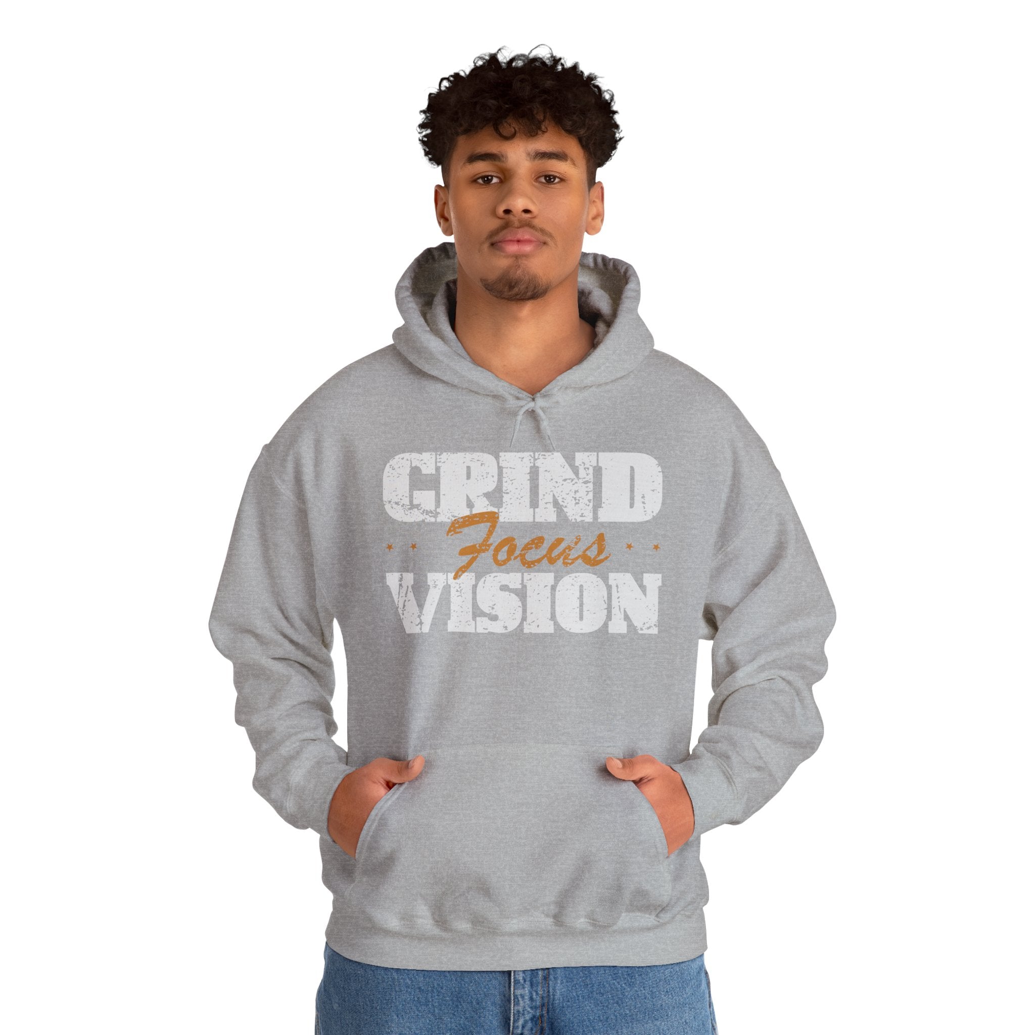 Gold Color Grind Focus Vision Hoodie — Motivational Gym & Hustle Pullover
