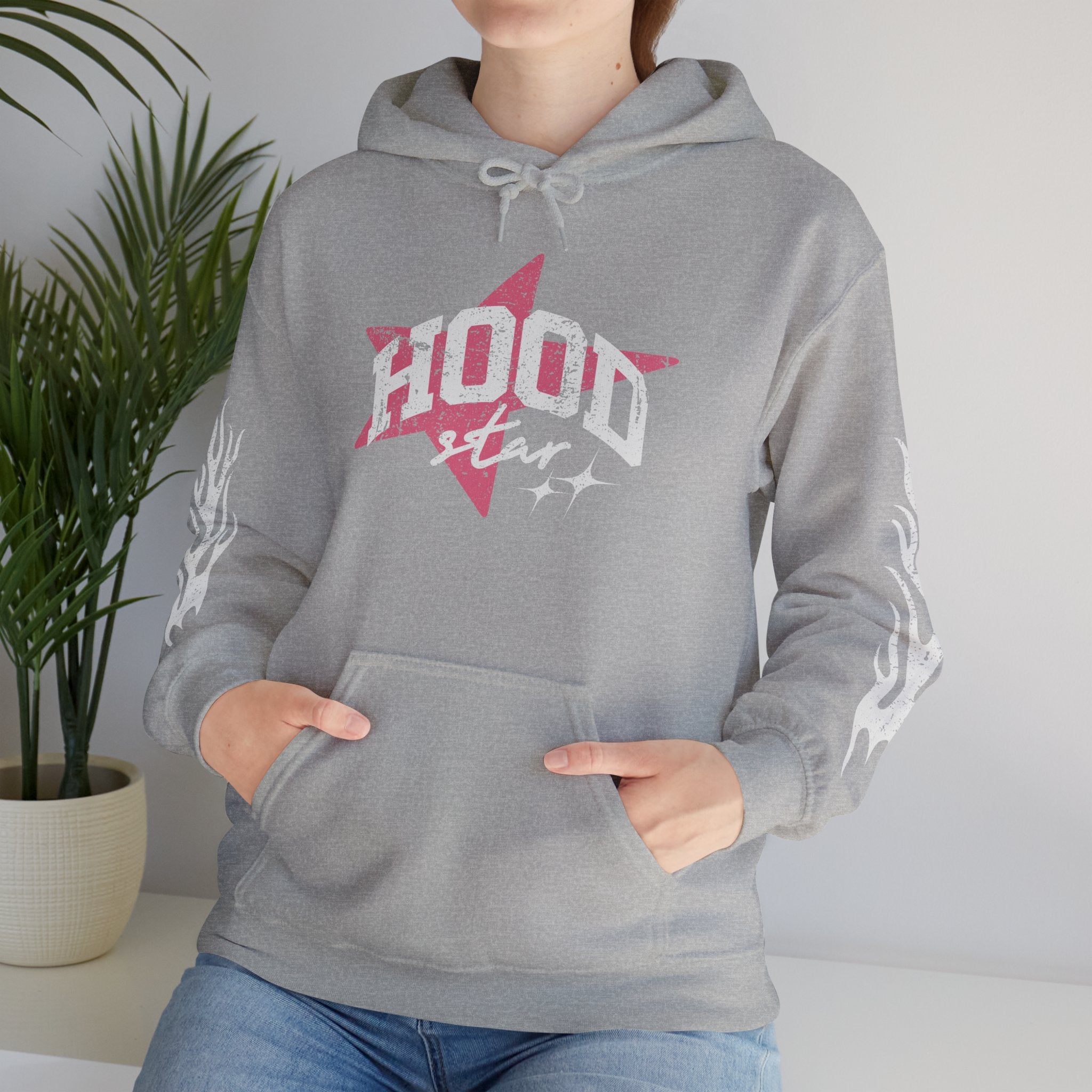 Hoodie — "Hood Star" Flame Sleeve Hoodie (Grind Focus Vision)