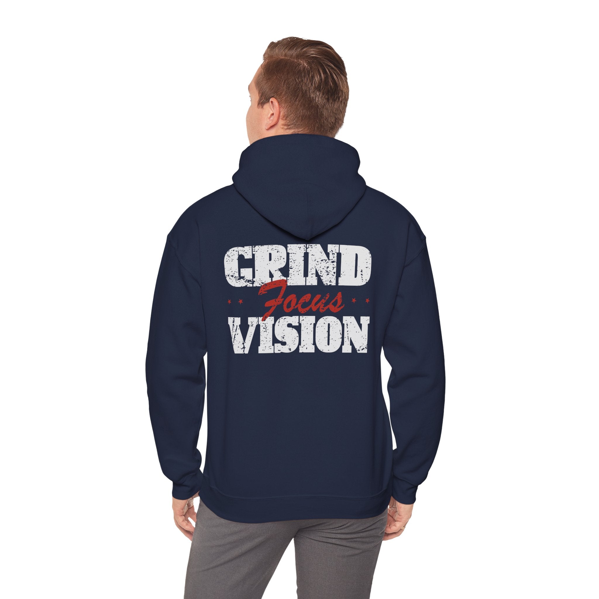 Red Grind Focus Vision Hoodie — Motivational Workout & Streetwear Pullover