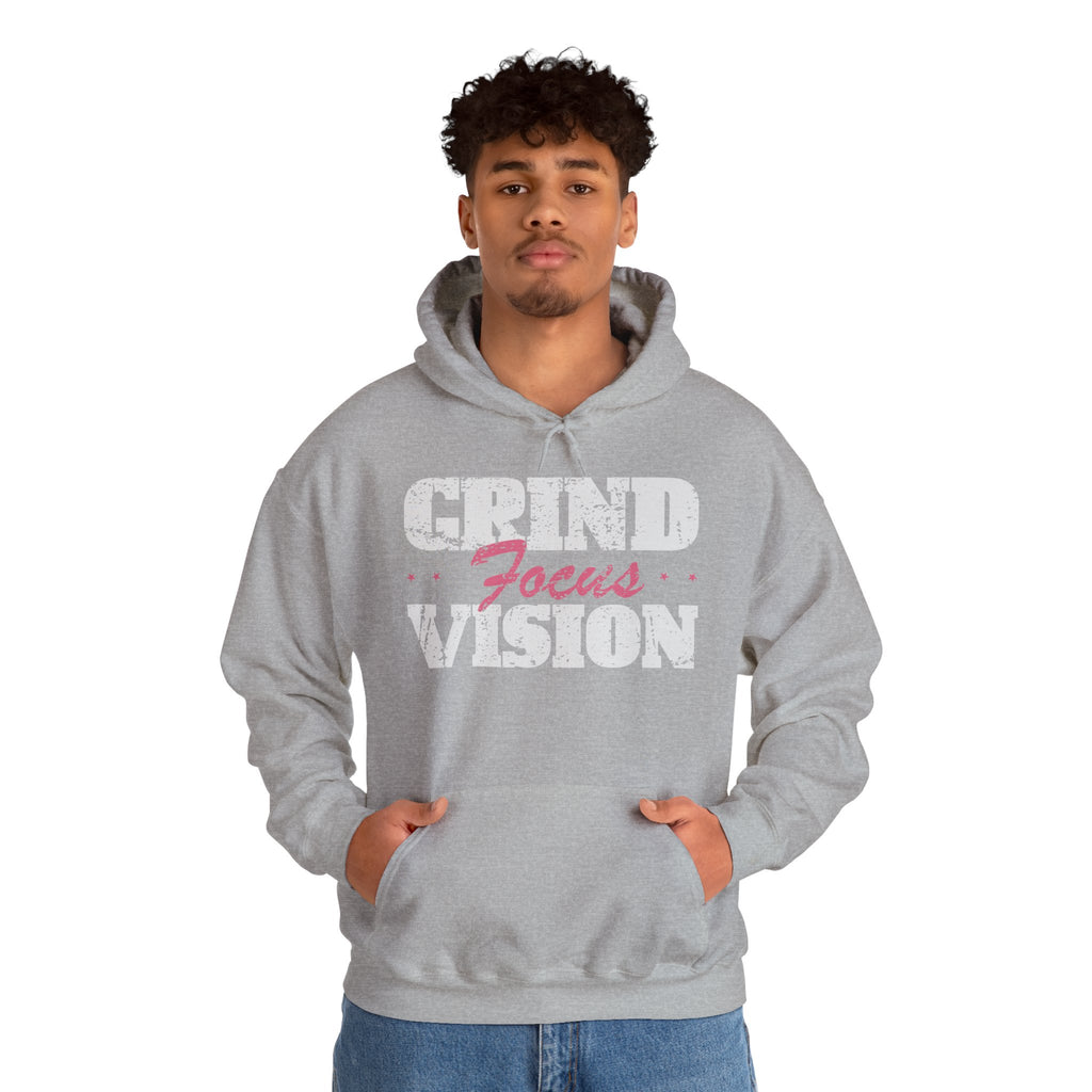 Pink Grind Focus Vision Hoodie — Motivational Gym & Hustle Pullover
