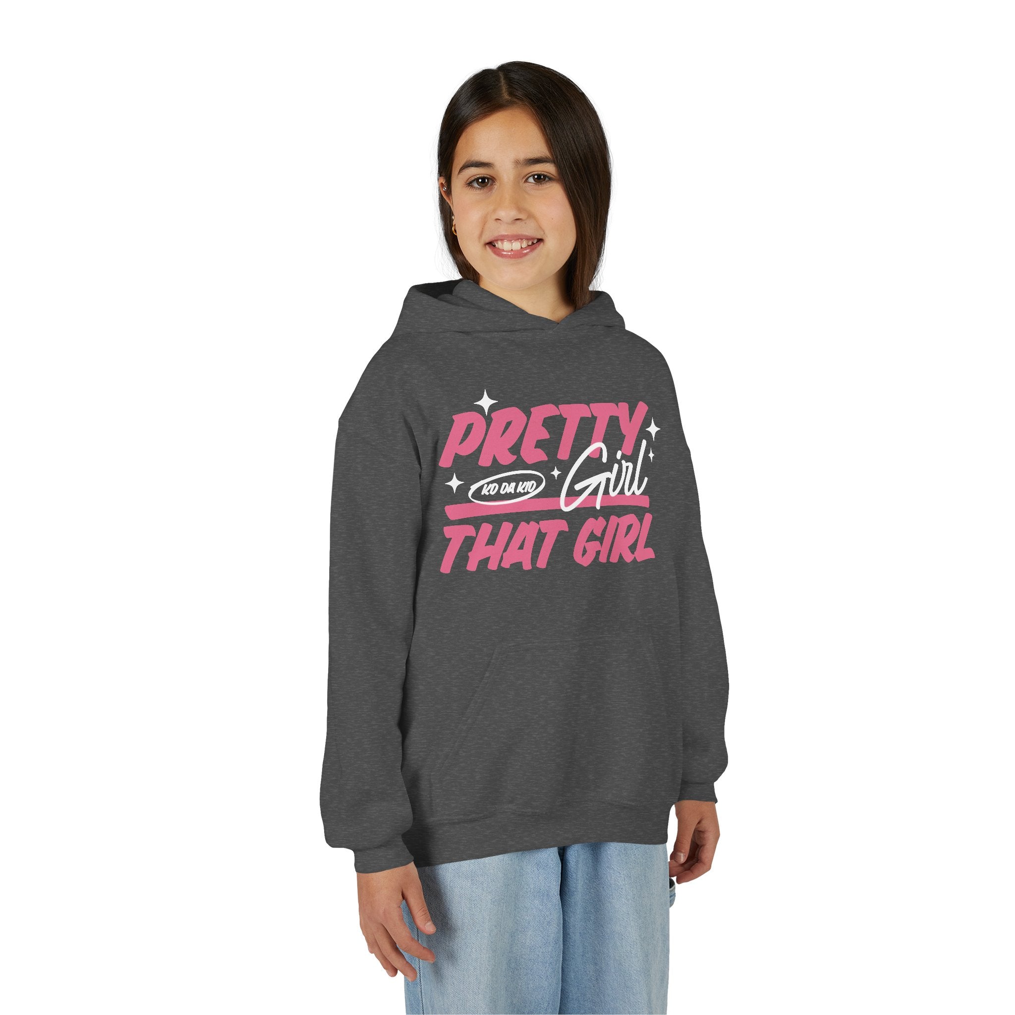Youth Pretty Girl That Girl Hoodie – Youth Pink Retro Graphic Sweatshirt