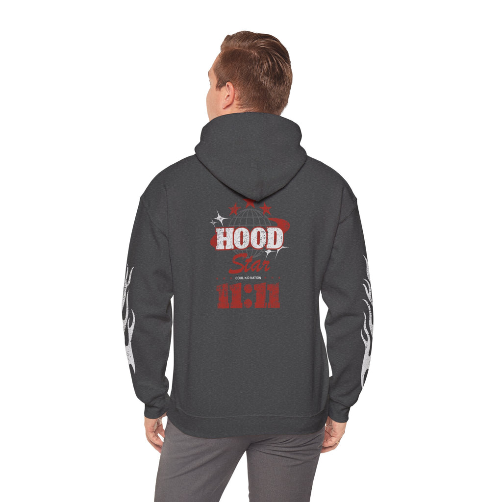 Hood Star Hoodie – Retro Flame Sleeve Streetwear Pullover