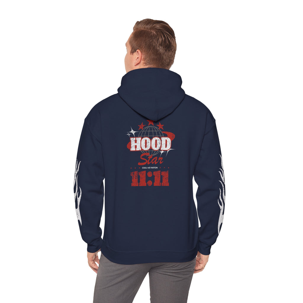 Hood Star Hoodie — Retro Globe Graphic Pullover