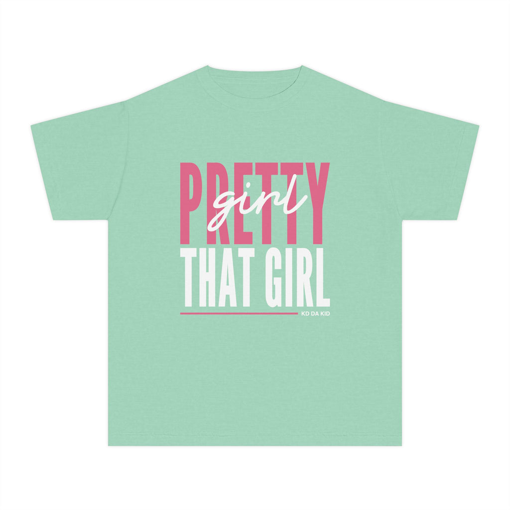 Pretty Girl That Girl Youth Tee - Pastel Yellow Motivational Graphic Shirt