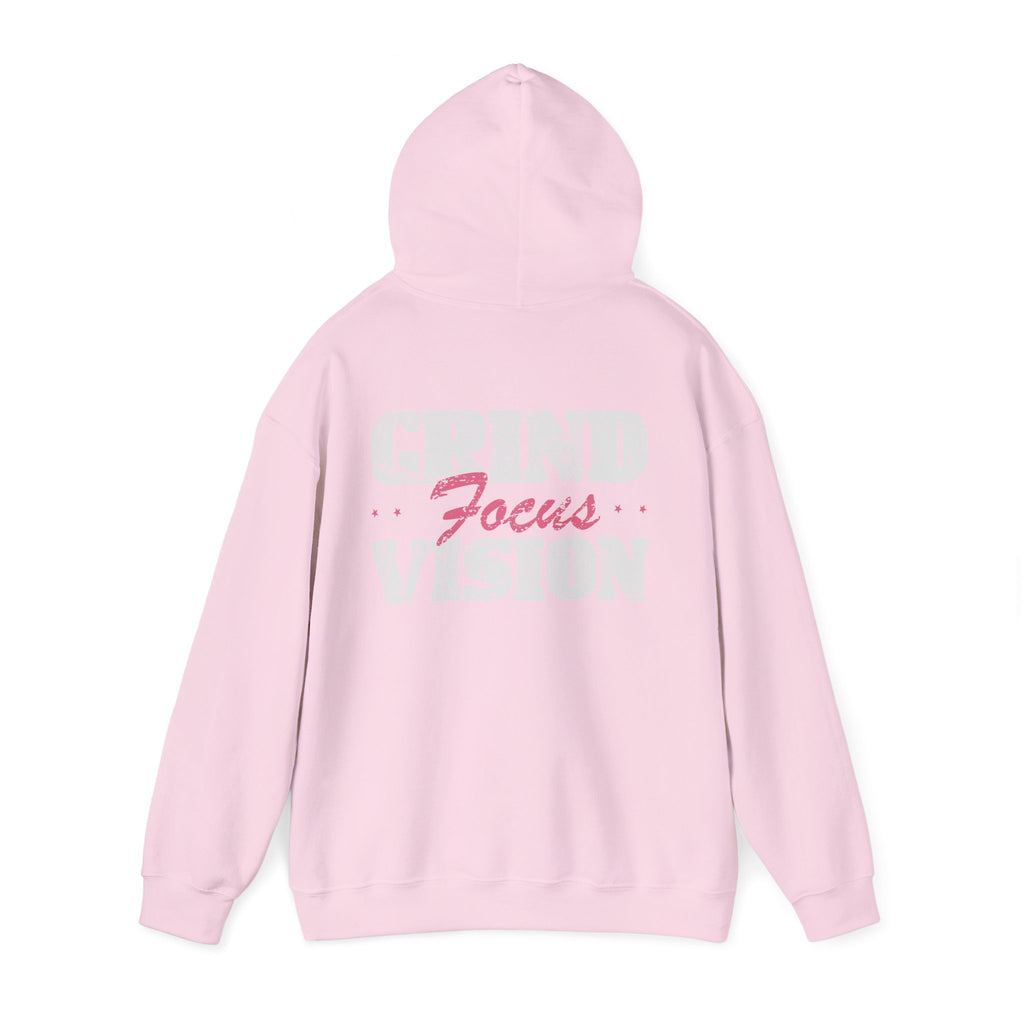 Pink Grind Focus Vision Hoodie — Motivational Gym & Hustle Pullover