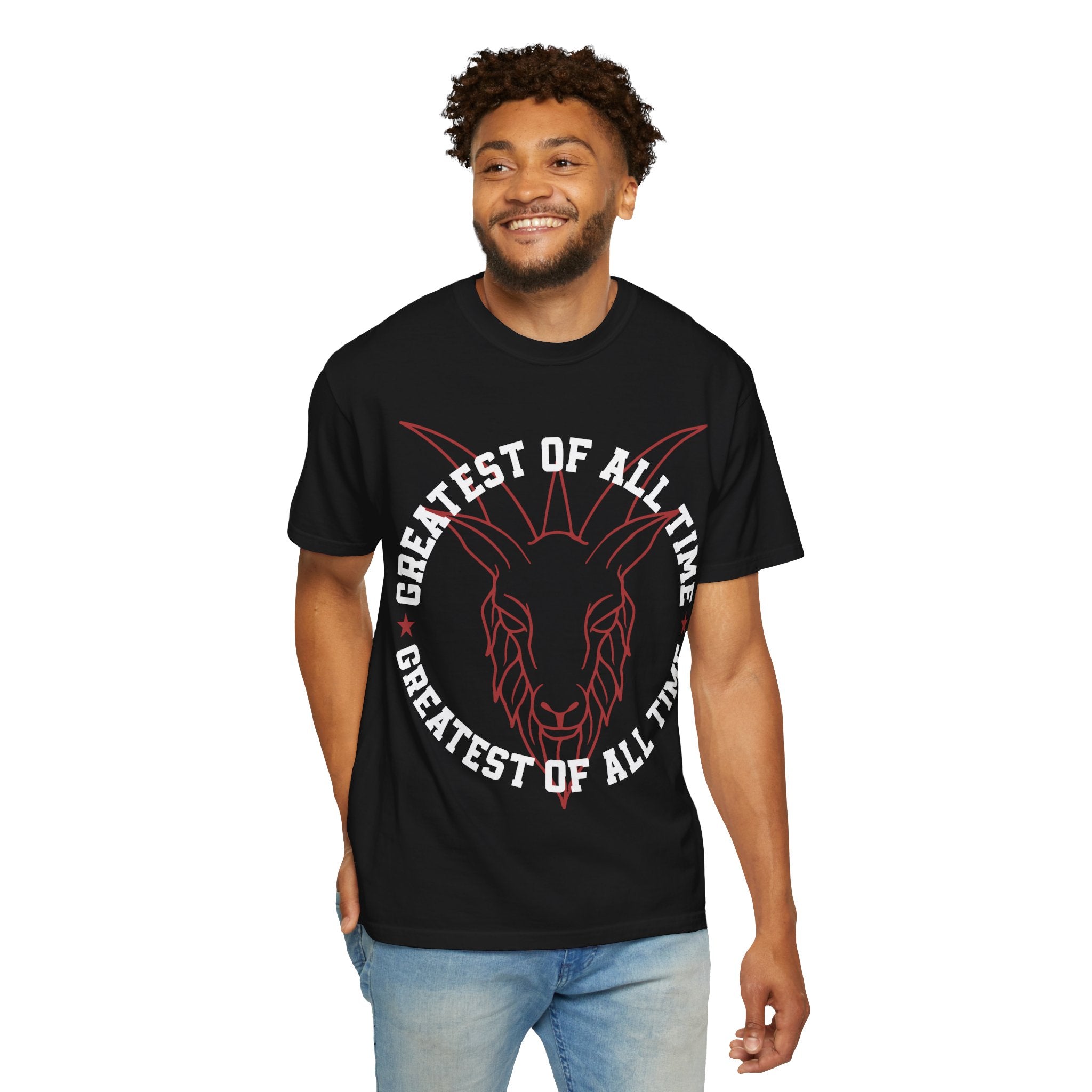 Unisex Garment-Dyed T-shirt - 'Greatest of All Time' Goat Design
