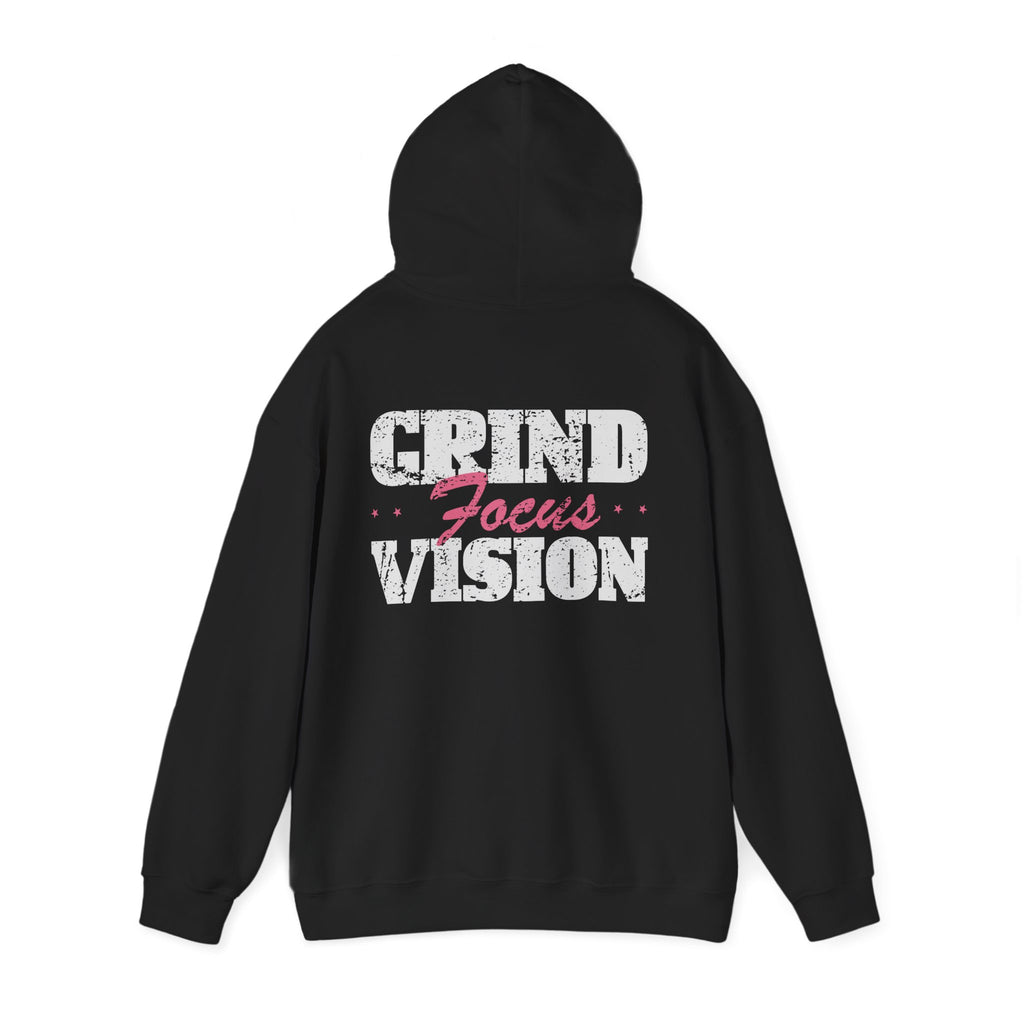 Pink Grind Focus Vision Hoodie — Motivational Gym & Hustle Pullover