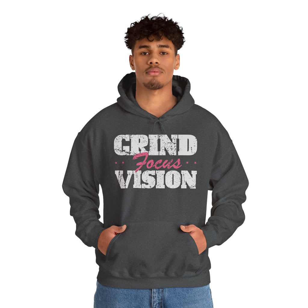 Pink Grind Focus Vision Hoodie — Motivational Gym & Hustle Pullover
