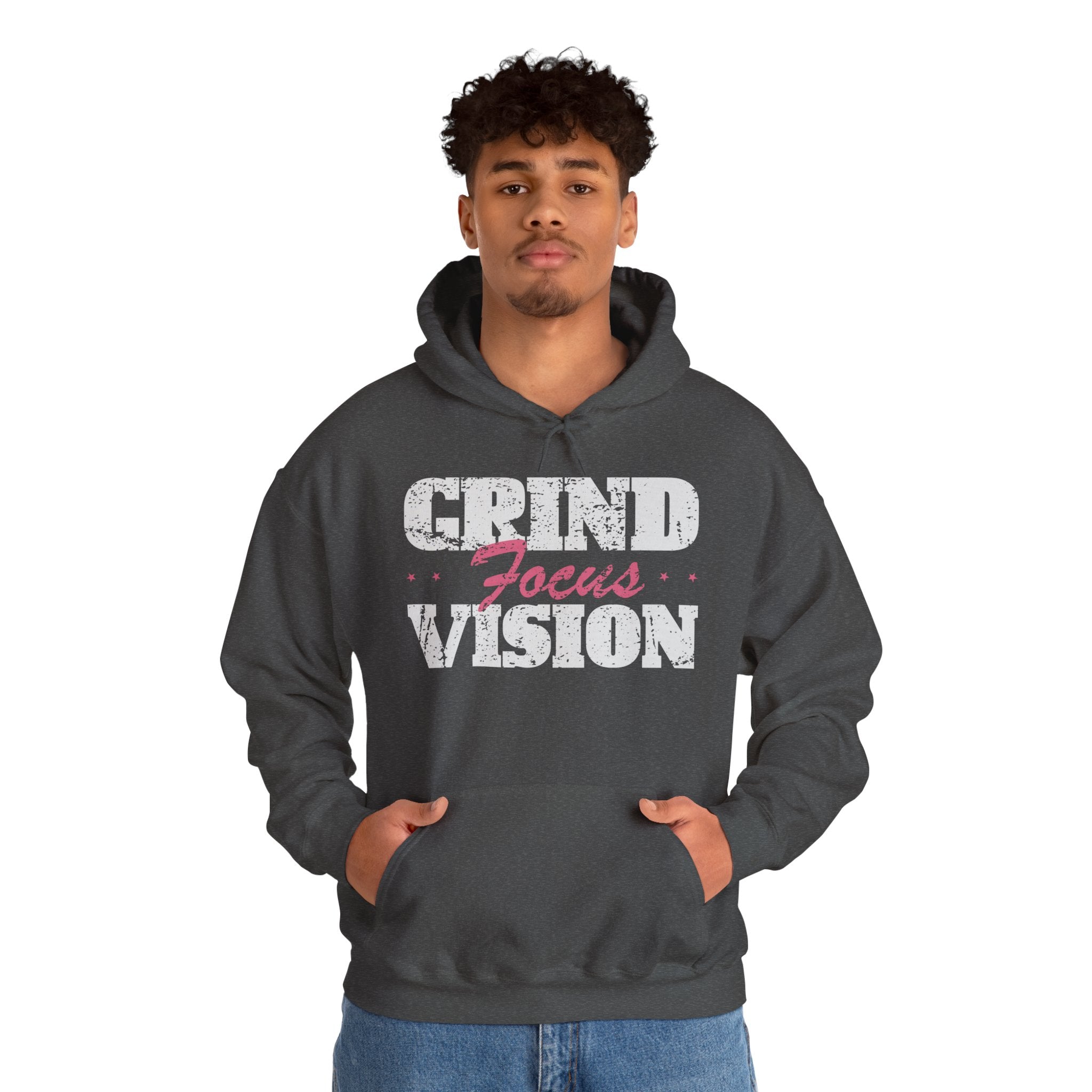 Pink Grind Focus Vision Hoodie — Motivational Gym & Hustle Pullover