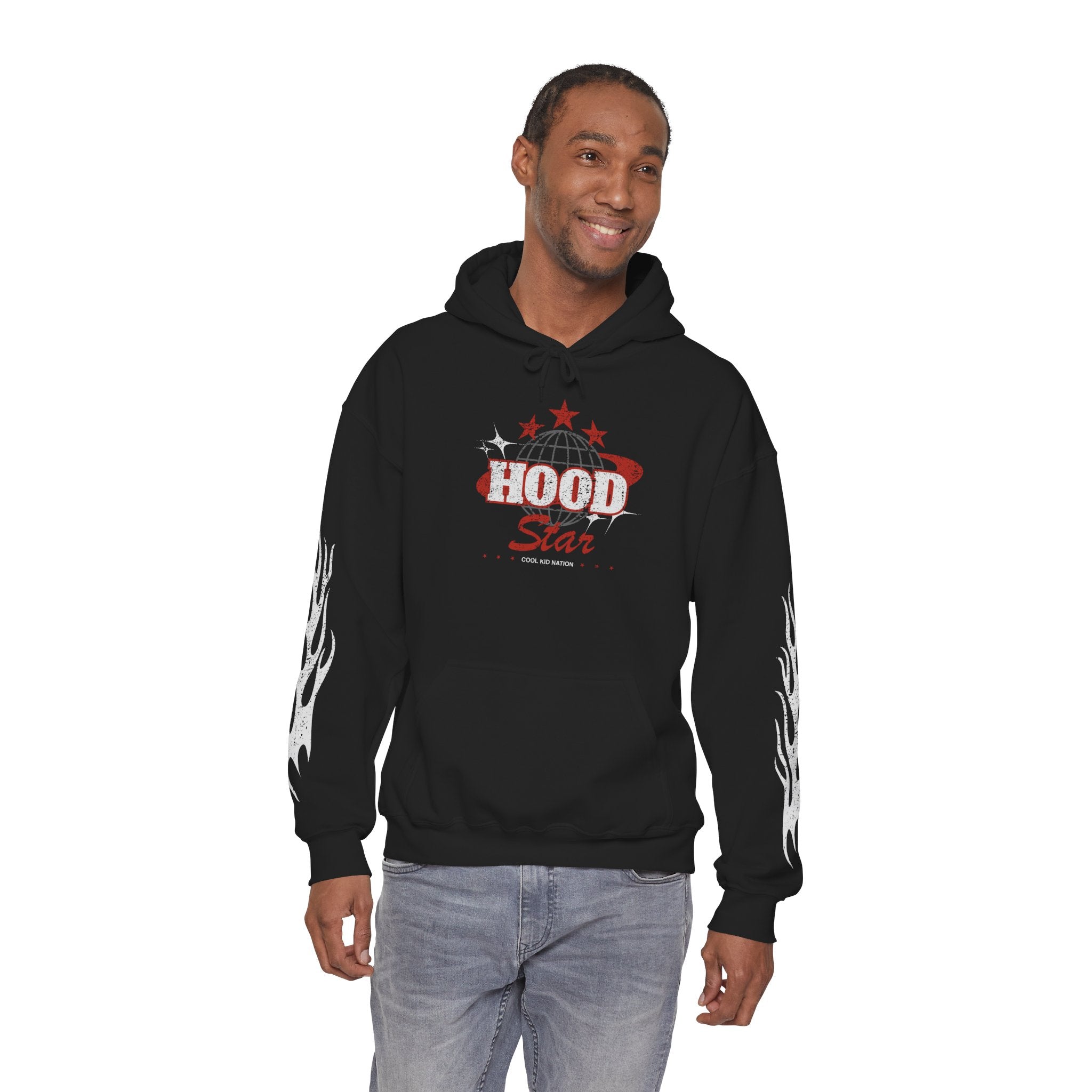 Hood Star Hoodie — Retro Globe Graphic Pullover