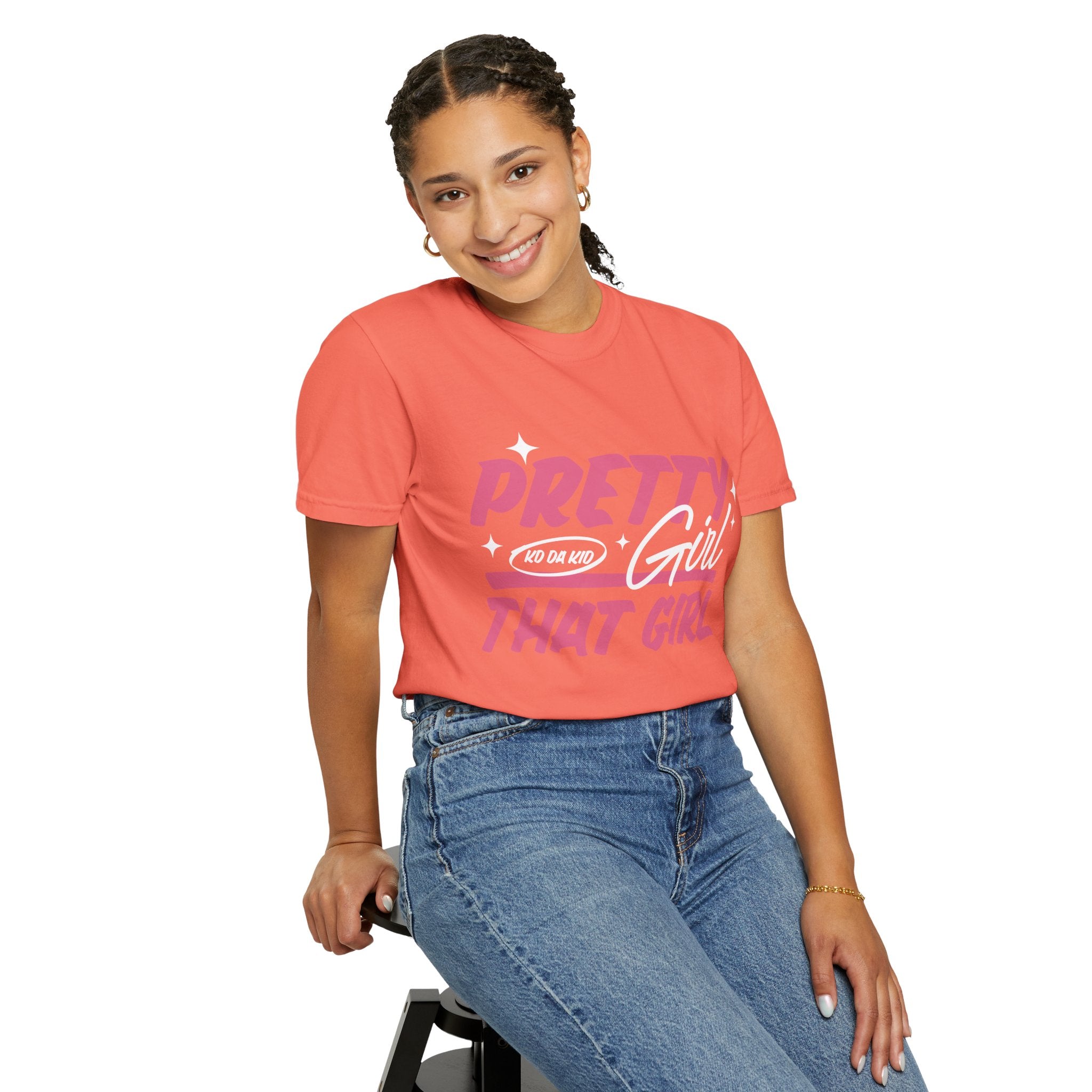 Pretty Girl That Girl T-Shirt – Retro Pink & Orange Graphic Tee