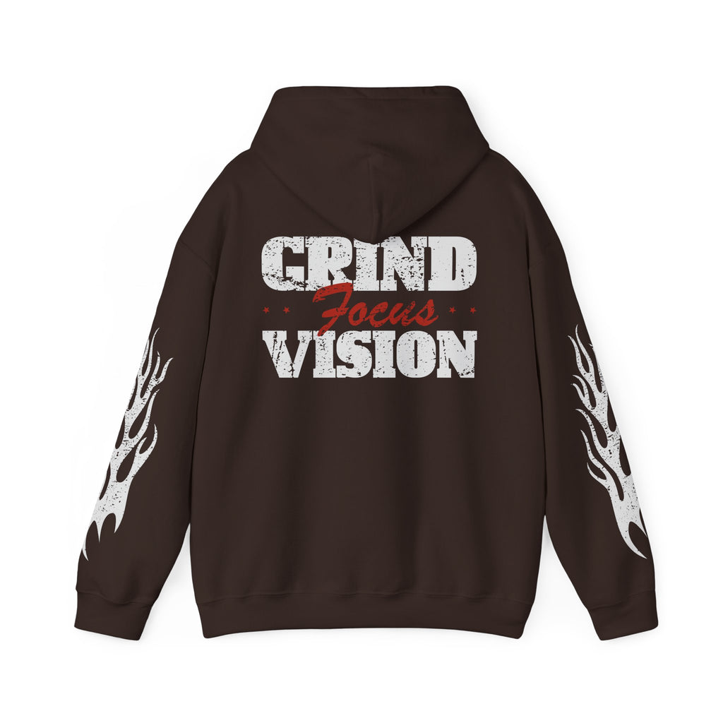 Hoodie — 'Hood Star' Flame Sleeve Hoodie | Grind Focus Vision Graphic Pullover
