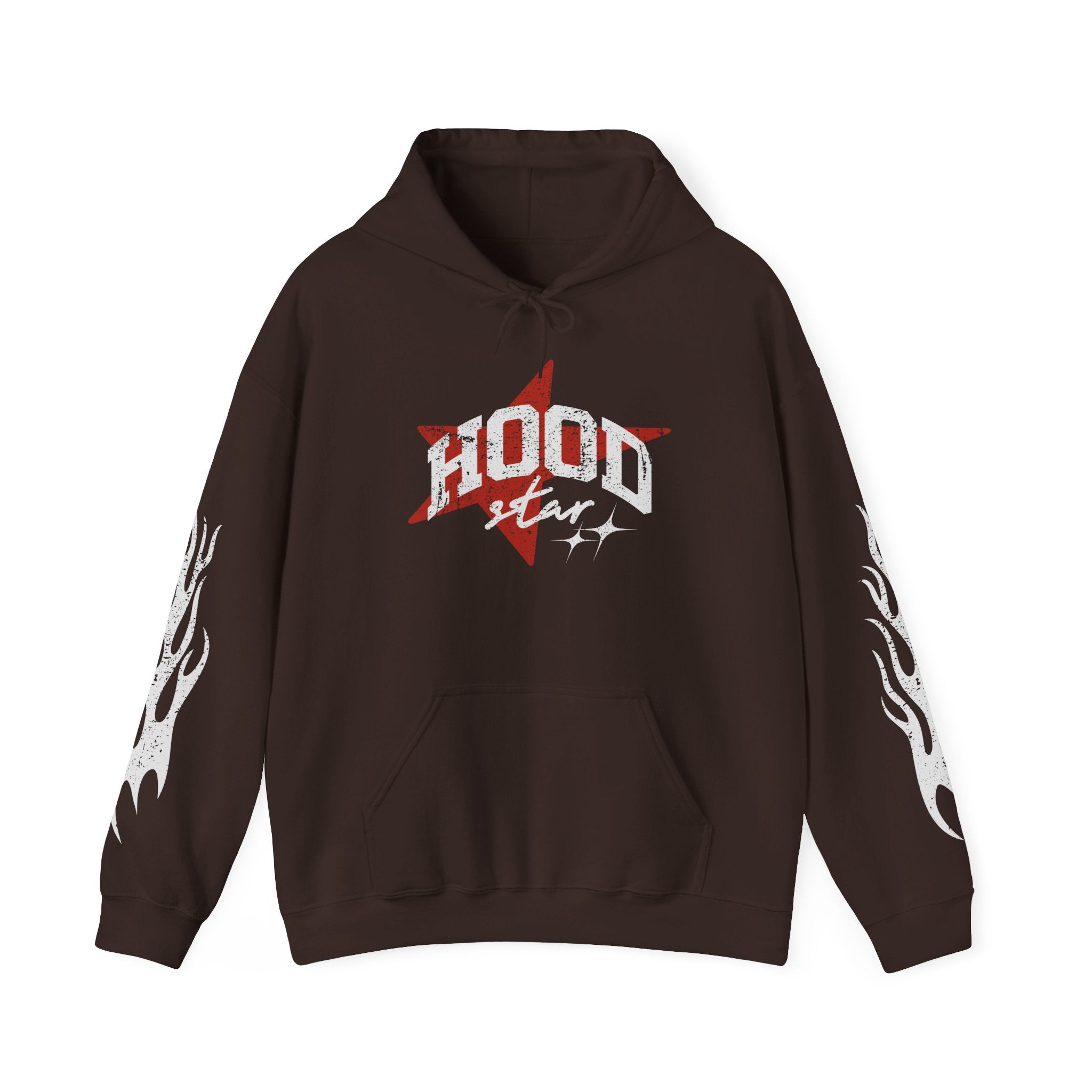 Hoodie — 'Hood Star' Flame Sleeve Hoodie | Grind Focus Vision Graphic Pullover