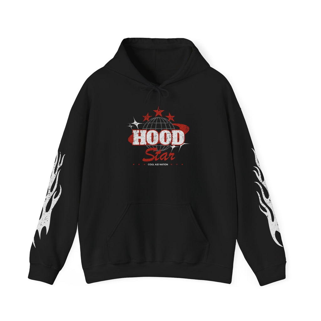 Hood Star Hoodie — Retro Globe Graphic Pullover