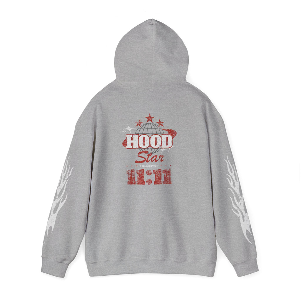 Hood Star Hoodie – Retro Flame Sleeve Streetwear Pullover