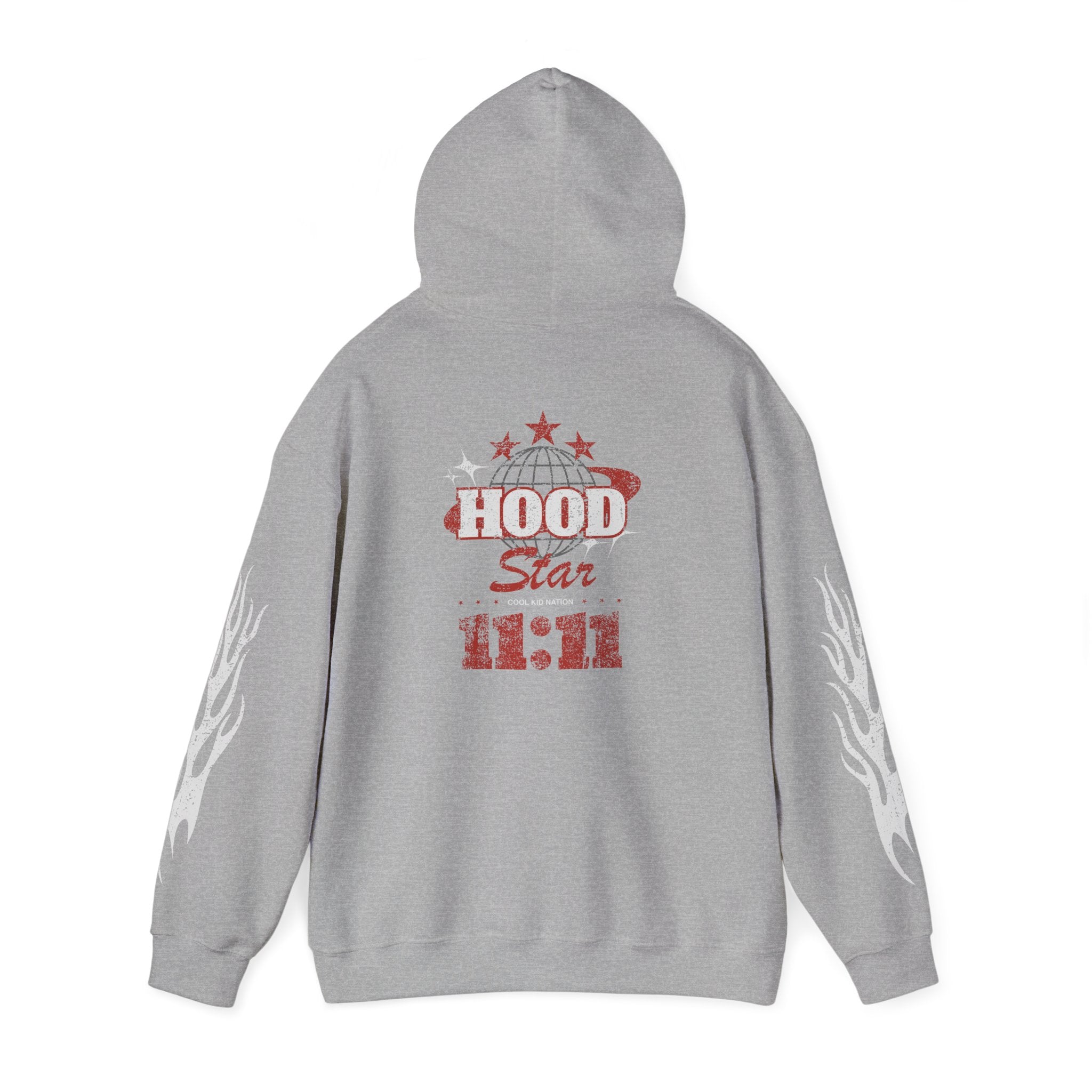 Hood Star Hoodie – Retro Flame Sleeve Streetwear Pullover