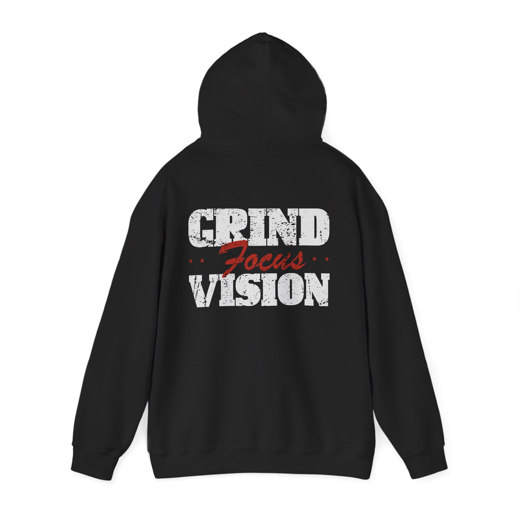 Red Grind Focus Vision Hoodie — Motivational Workout & Streetwear Pullover