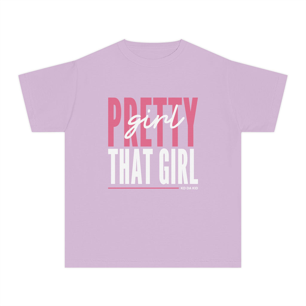 Pretty Girl That Girl Youth Tee - Pastel Yellow Motivational Graphic Shirt