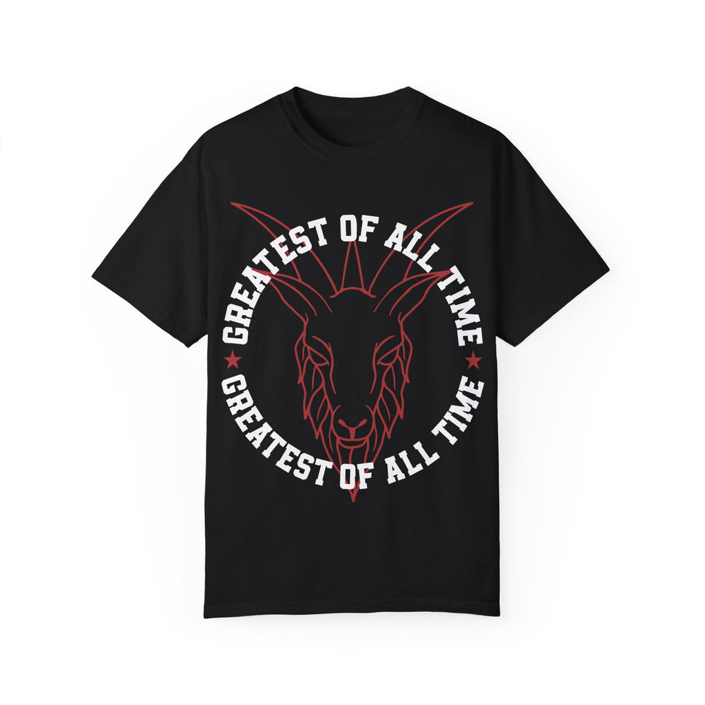 Unisex Garment-Dyed T-shirt - 'Greatest of All Time' Goat Design