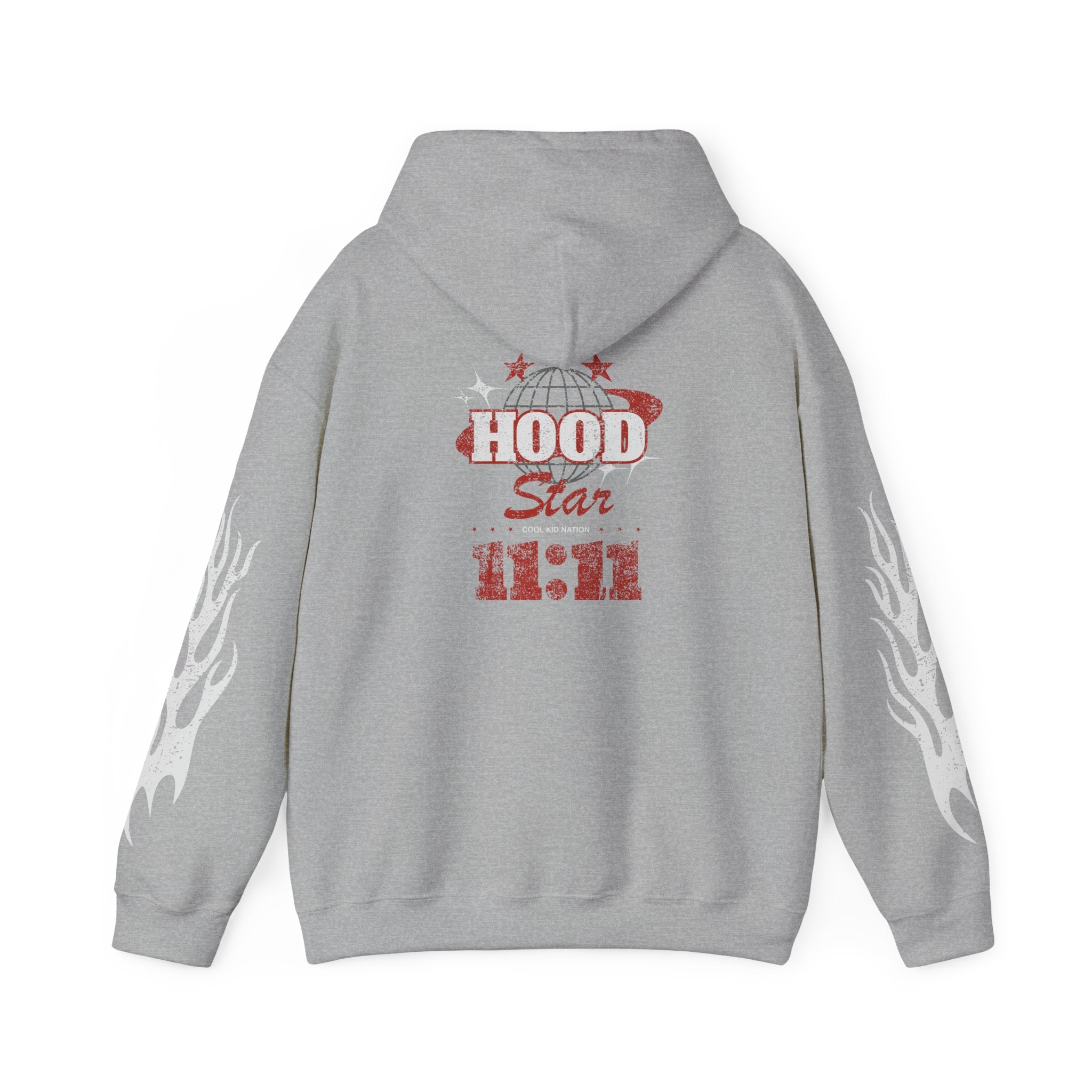 Hood Star Hoodie – Retro Flame Sleeve Streetwear Pullover