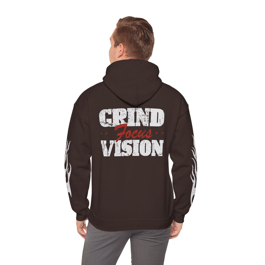 Hoodie — 'Hood Star' Flame Sleeve Hoodie | Grind Focus Vision Graphic Pullover