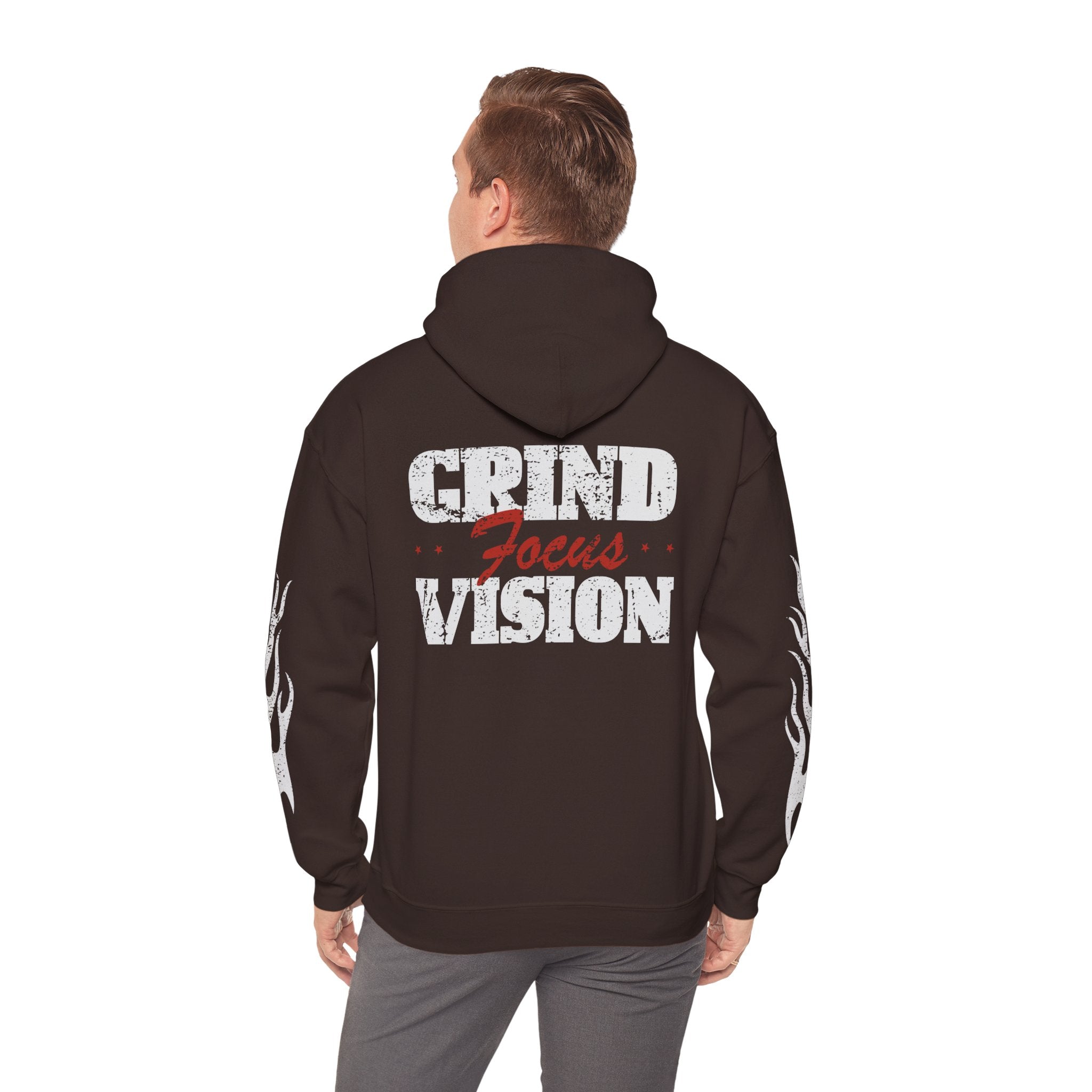 Hoodie — 'Hood Star' Flame Sleeve Hoodie | Grind Focus Vision Graphic Pullover