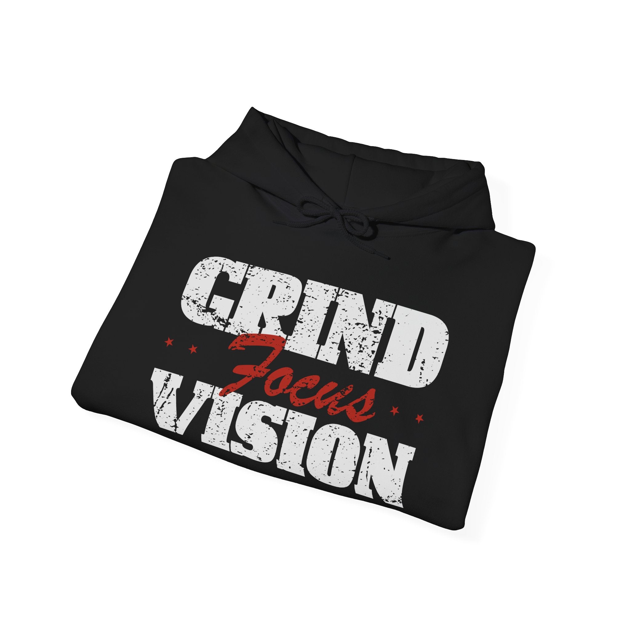 Red Grind Focus Vision Hoodie — Motivational Workout & Streetwear Pullover