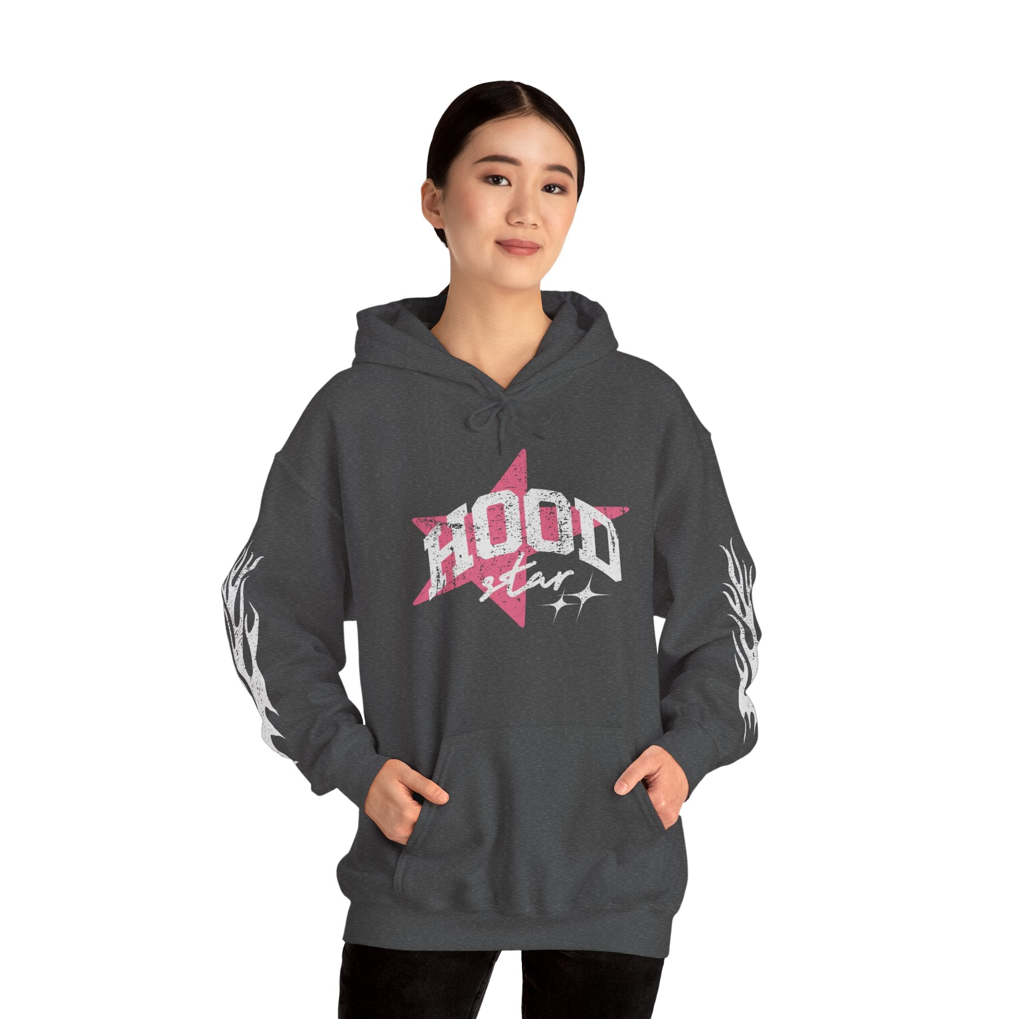 Hoodie — "Hood Star" Flame Sleeve Hoodie (Grind Focus Vision)