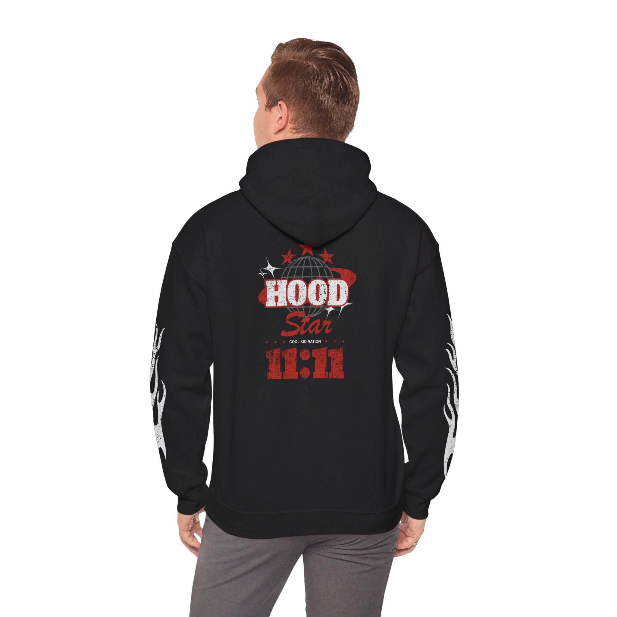 Hood Star Hoodie — Retro Globe Graphic Pullover