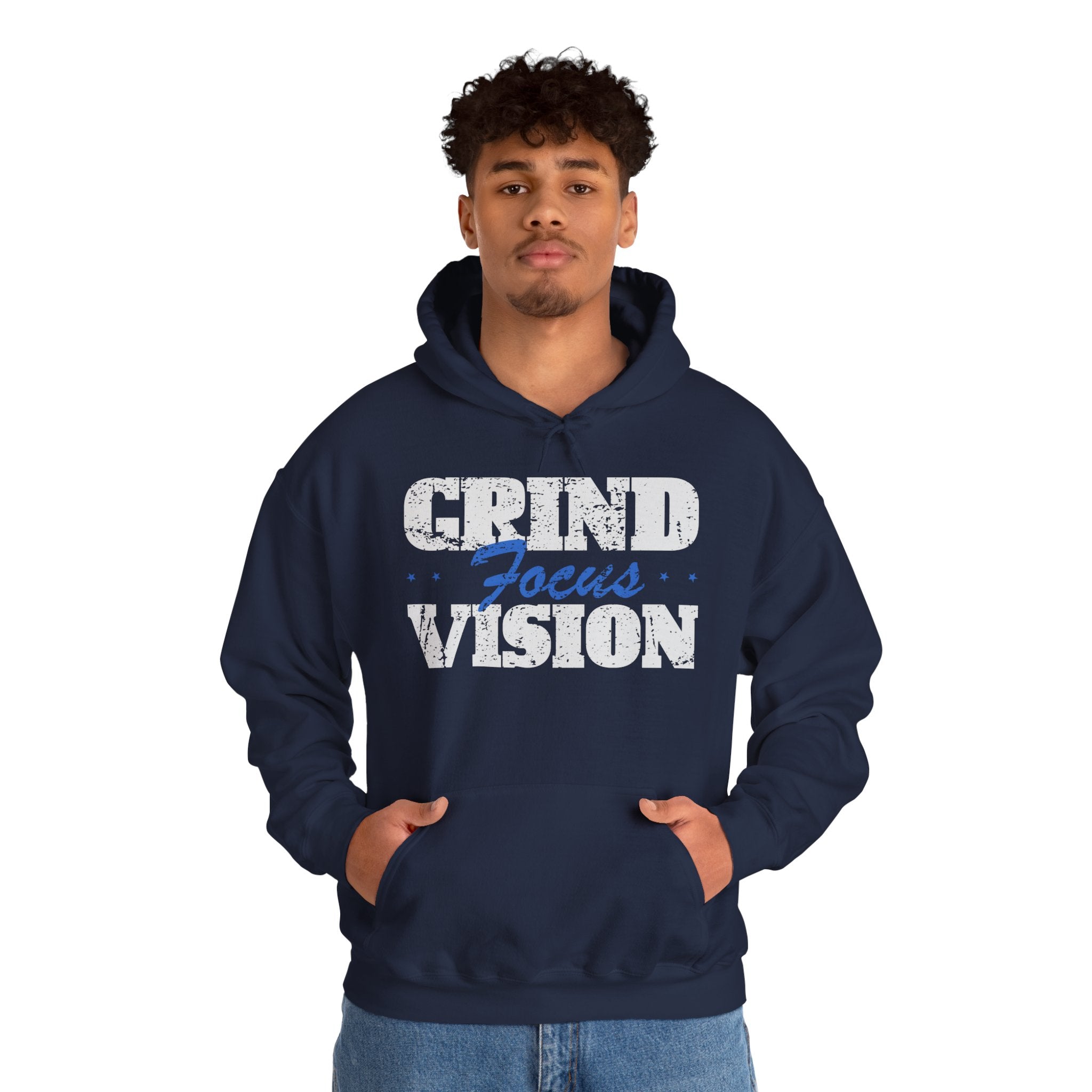 Blue Grind Focus Vision Hoodie — Motivational Fitness Streetwear