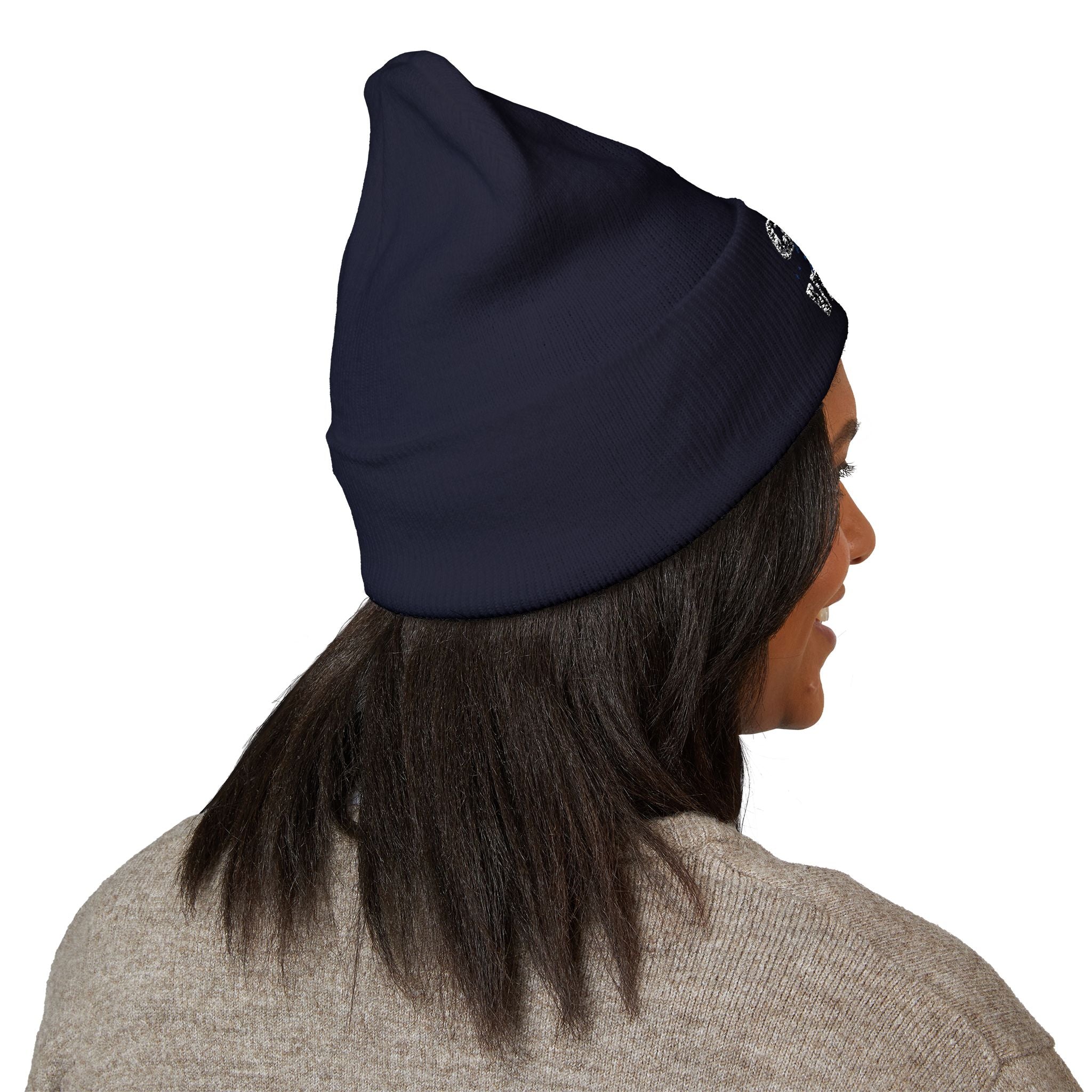 Embroidered Blue "Grind Focus Vision" Classic Cuffed Beanie – Cozy Winter Knit Hat